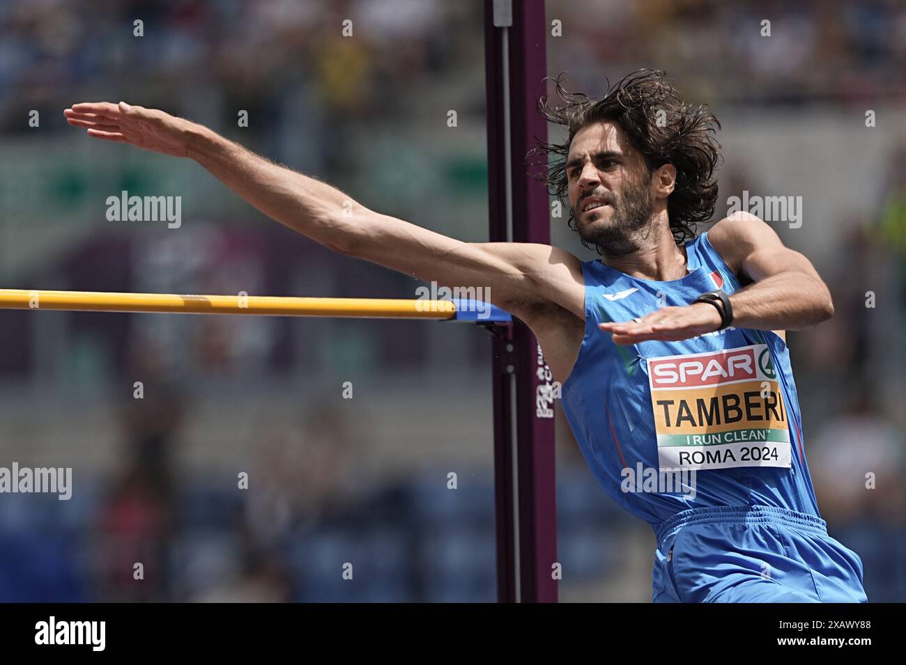 9. Juni 2024, Italien, Rom: Leichtathletik: Europameisterschaften, Europameisterschaften: Gianmarco Tamberi, Italien, Hochsprungqualifikation bei den Europameisterschaften Foto: Michael Kappeler/dpa Stockfoto