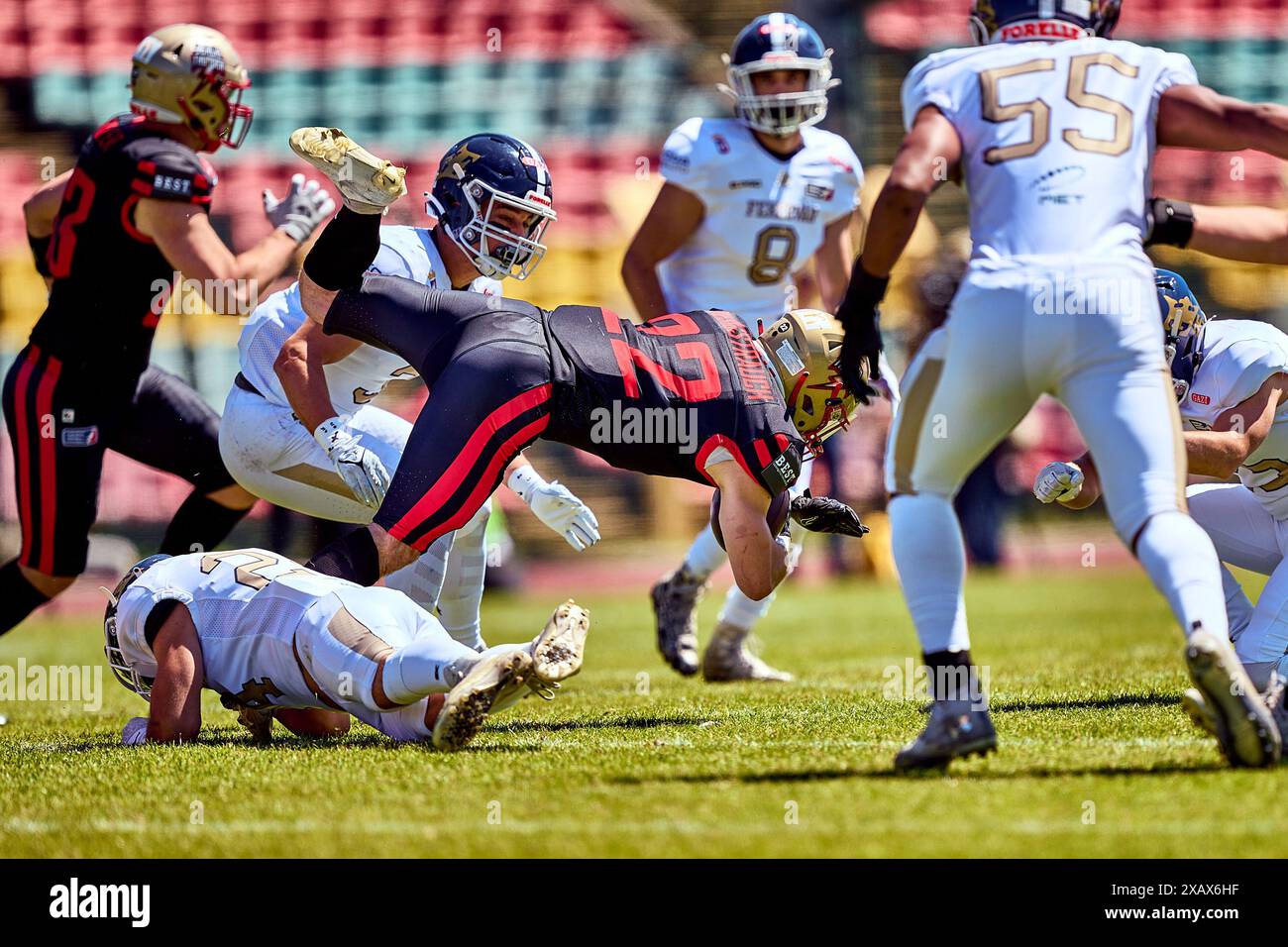 Berlin, Deutschland . Juni 2024. Albert Wiesigstrauch (Berlin Thunder, #22), GER, Berlin Thunder vs. Fehervar Enthroners, American Football, Saison 2024, European League of Football, elf, Woche 3, 09.06.2024, Foto Credit: Eibner-Pressefoto/Alamy Live News Stockfoto