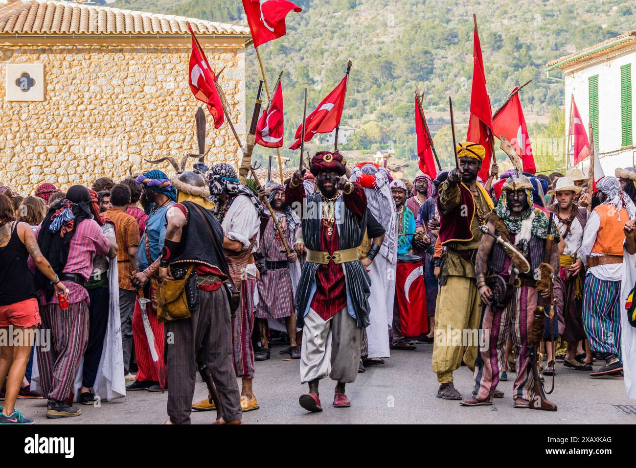 Schlacht von Pont den Barona, Mauren und Christen, es Firó, Soller, Sierra de Tramuntana, Mallorca, balearen, spanien, europa Stockfoto