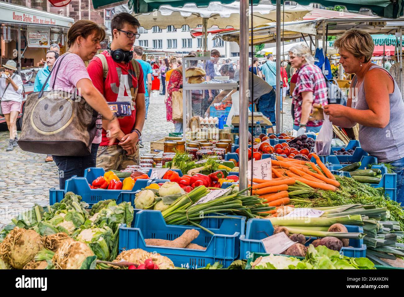 Freiluftmarkt, Münsterplattz, Freiburg Breisgau, Deutschland, Europa Stockfoto