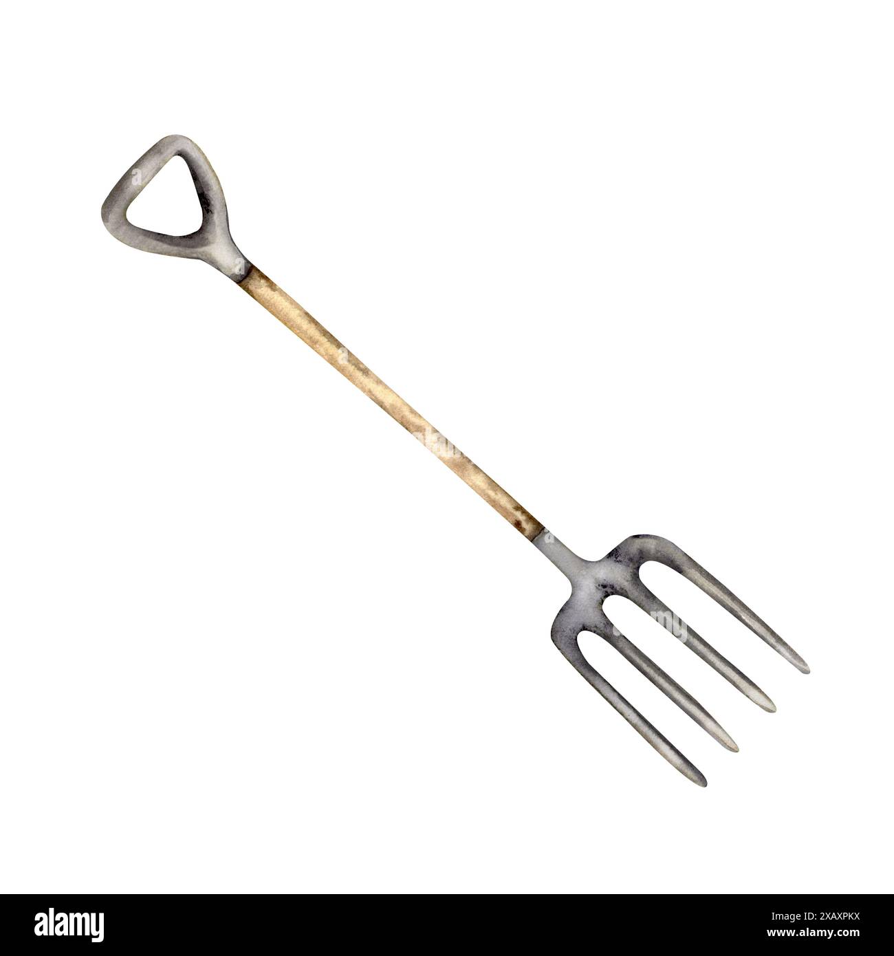Gartengabel mit Holzgriff Stockfoto