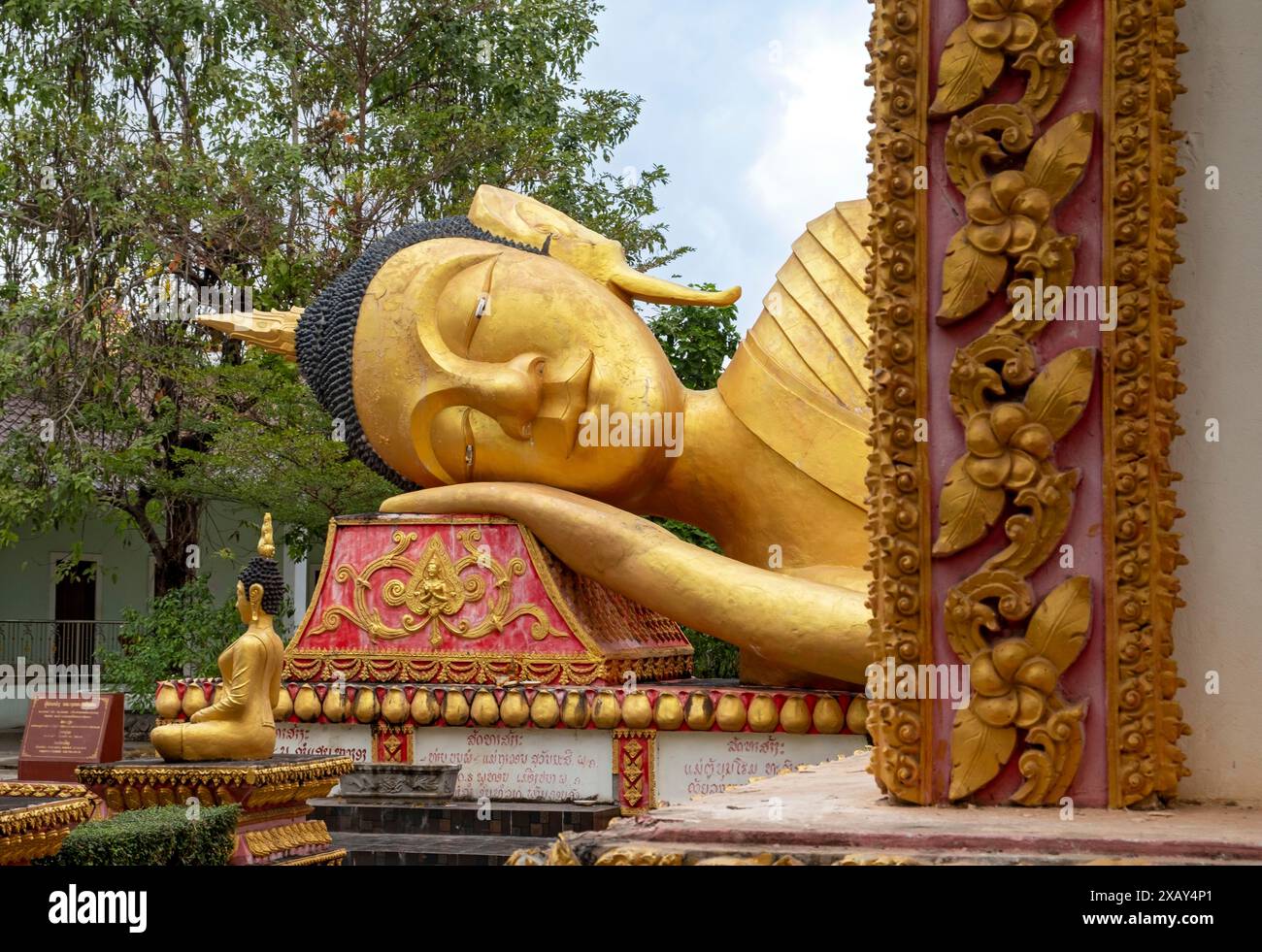 Liegender Buddha, Wat That Khao, Vientiane, Laos Stockfoto