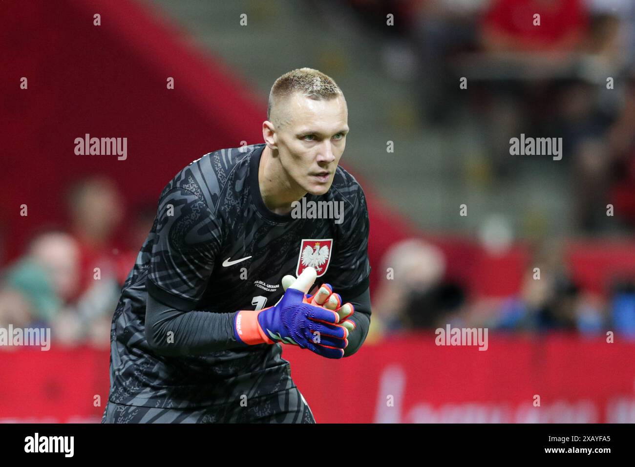 Lukasz Skorupski von Polen im Spiel zwischen Polen und der Ukraine bei PEG Narodowy. Endpunktzahl: Polen 3:1 Ukraine. Stockfoto