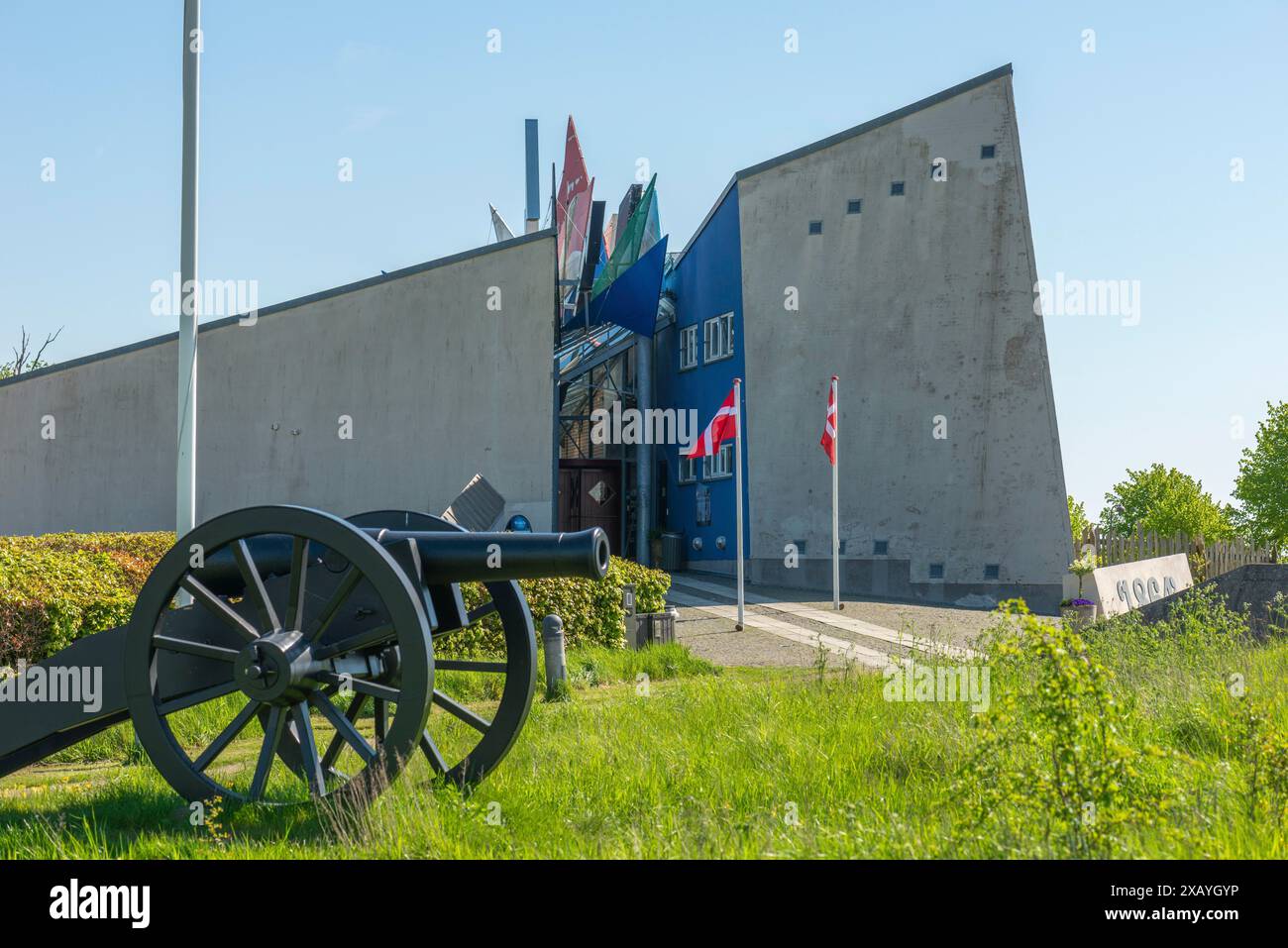 Museum, Gedenkstätte für den Deutsch-Dänischen Krieg von 1864, Dybbol Banke, Dueppel, Kanone, Sonderborg, Sonderburg, Südjütland, Dänemark Stockfoto