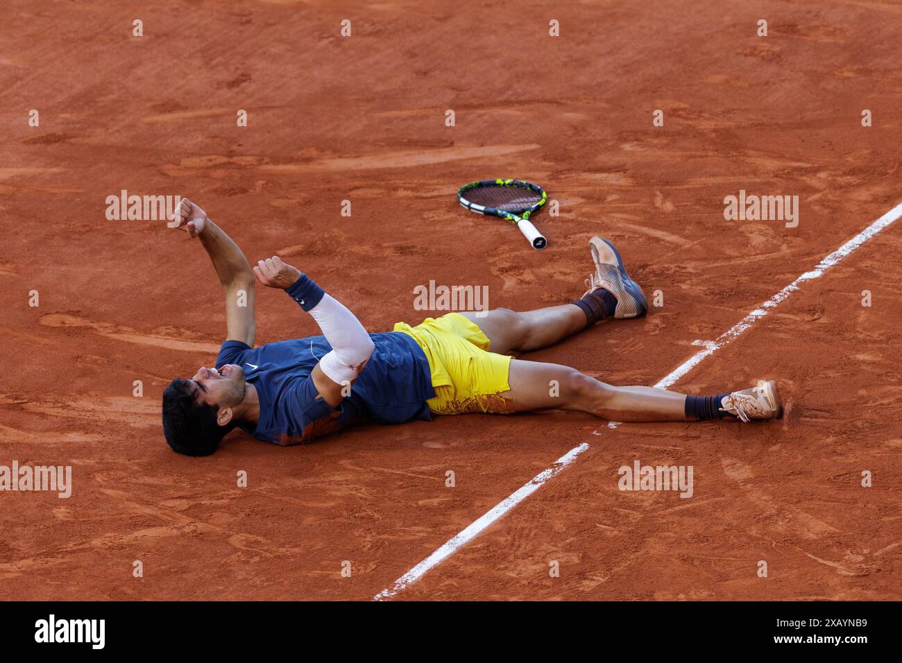 Paris, Frankreich. Juni 2024. Roland Garros, 9. Juni 2024: Carlos Alcaraz (ESP) besiegt Alexander Zverev (GER) im Herrenfinale bei den French Open 2024. Alamy Live News/Corleve Credit: Corleve/Alamy Live News Stockfoto