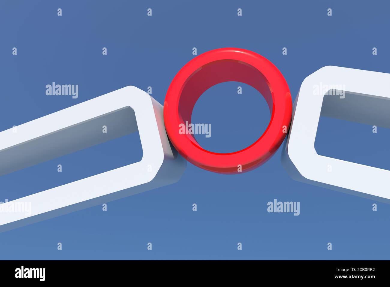 Rotes Objekt im Gleichgewicht Stockfoto