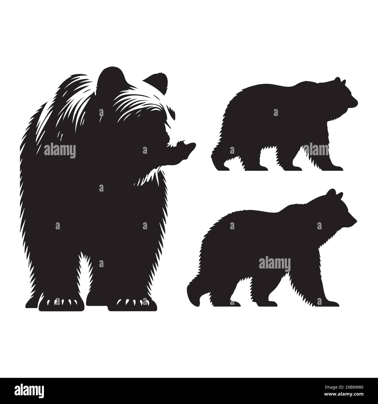 Silhouette Set aus Bär. Vektor-isolierte Abbildung Stock Vektor