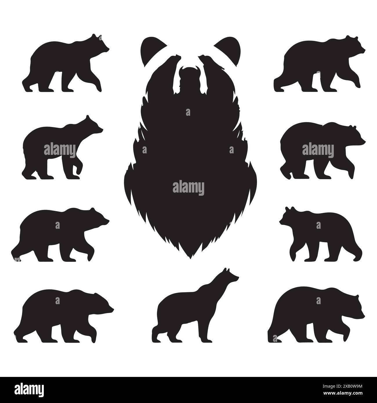 Silhouette Set aus Bär. Vektor-isolierte Abbildung Stock Vektor