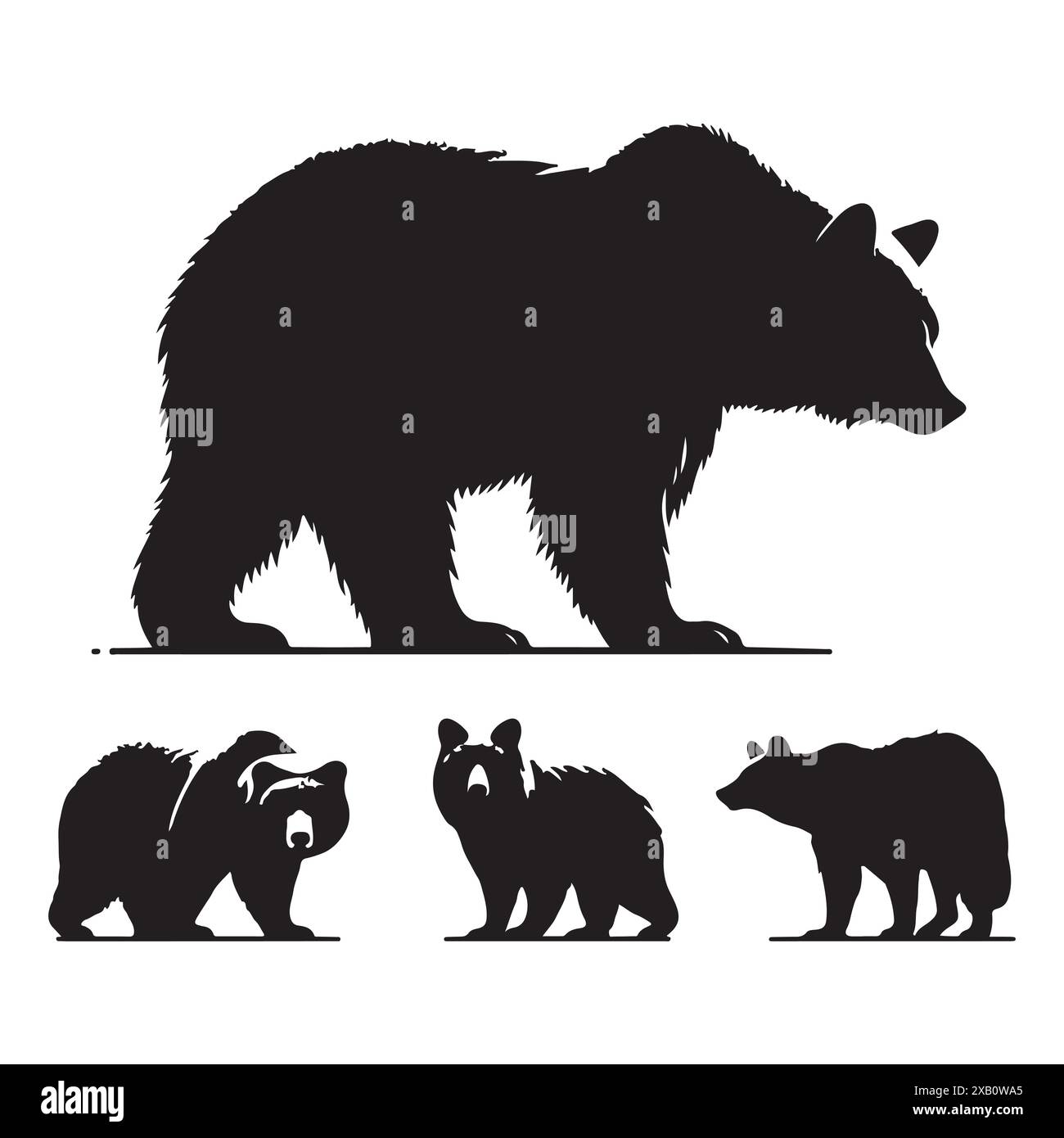 Silhouette Set aus Bär. Vektor-isolierte Abbildung Stock Vektor