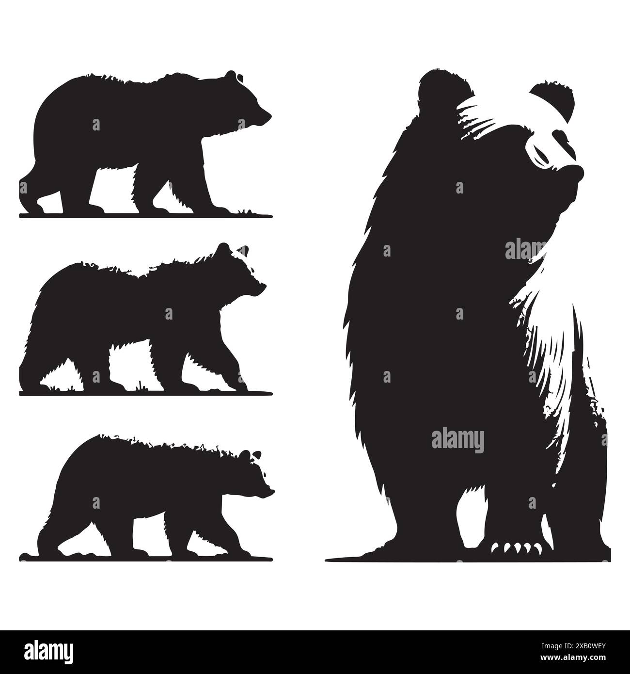 Silhouette Set aus Bär. Vektor-isolierte Abbildung Stock Vektor