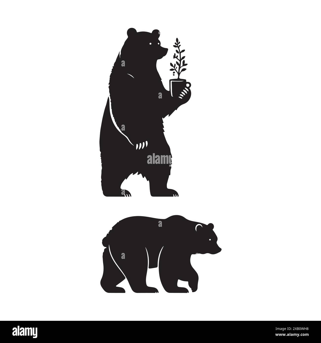 Silhouette Set aus Bär. Vektor-isolierte Abbildung Stock Vektor