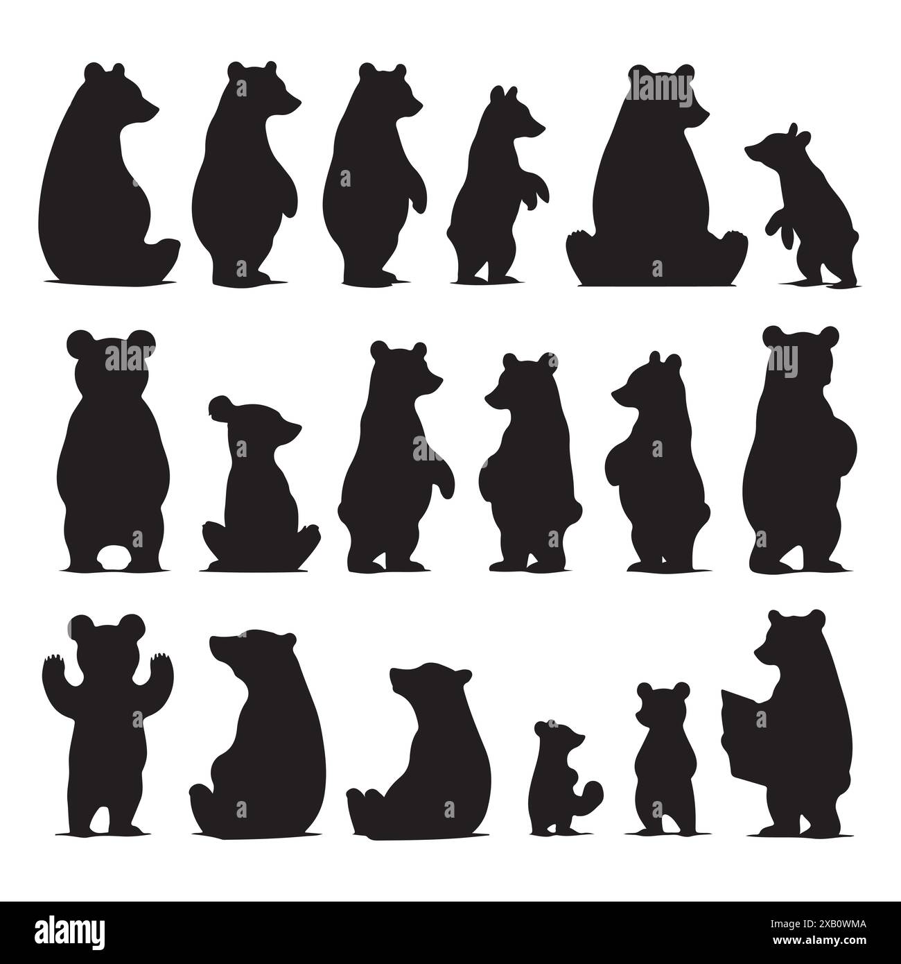 Silhouette Set aus Bär. Vektor-isolierte Abbildung Stock Vektor