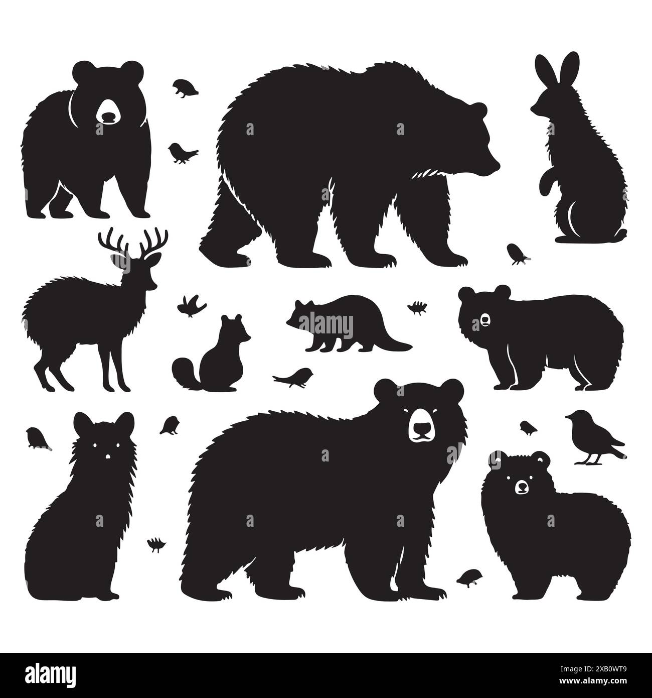 Silhouette Set aus Bär. Vektor-isolierte Abbildung Stock Vektor