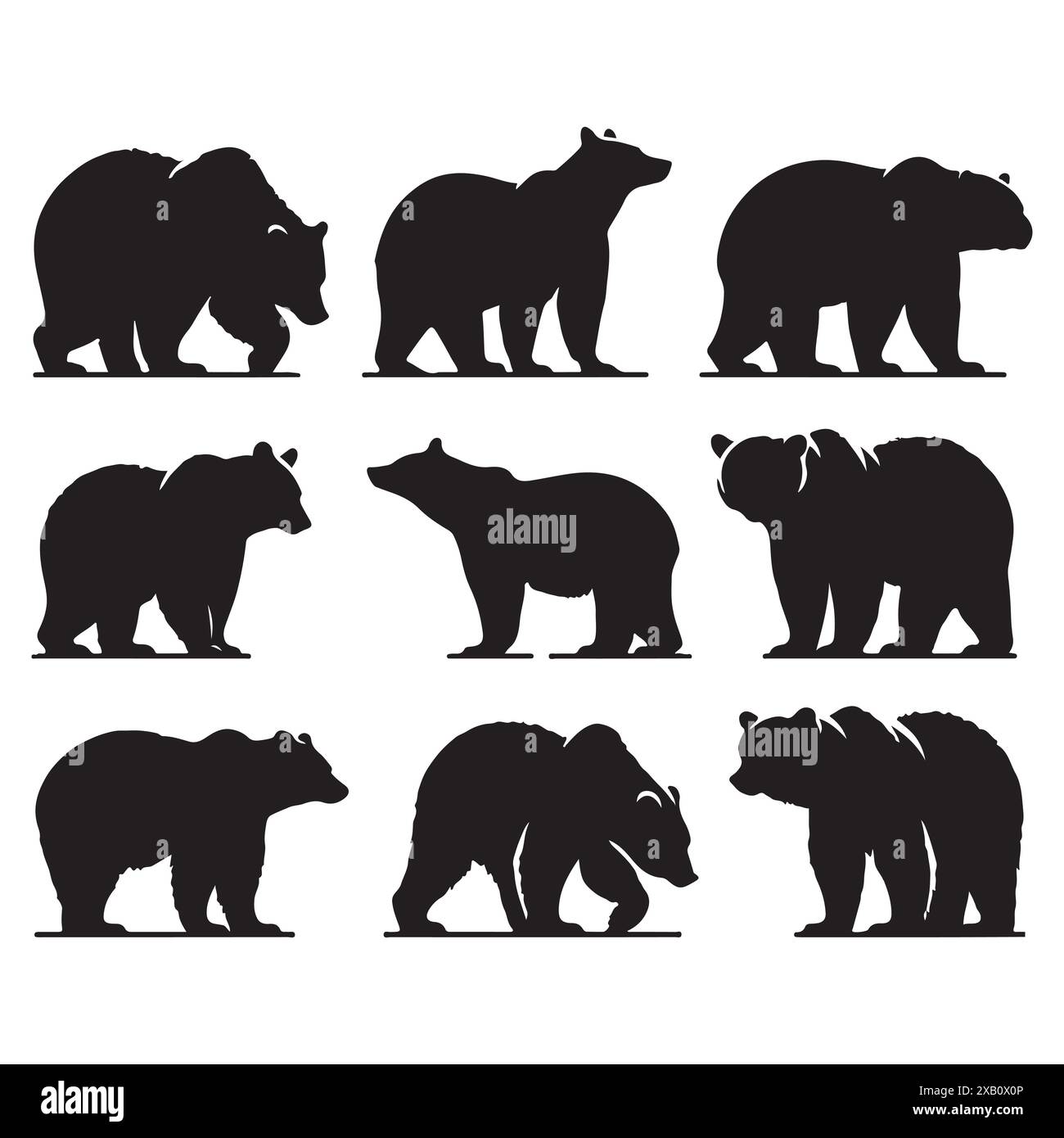 Silhouette Set aus Bär. Vektor-isolierte Abbildung Stock Vektor