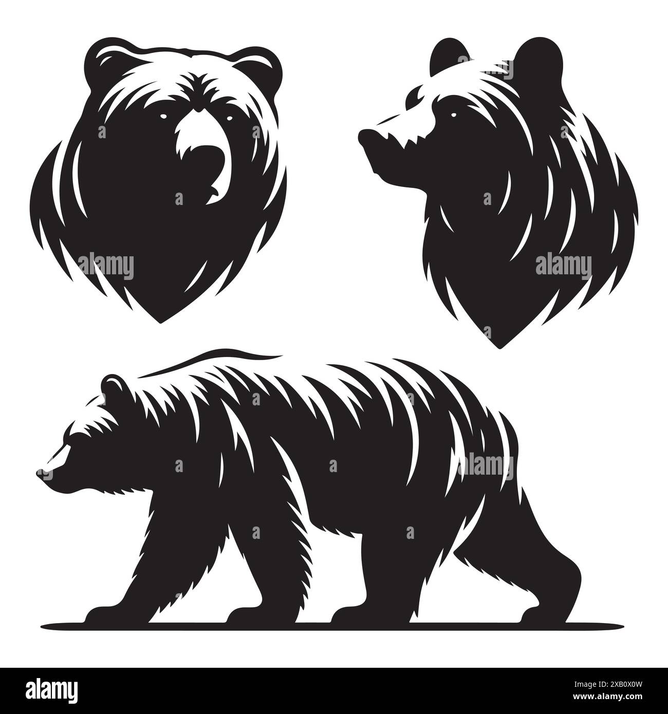 Silhouette Set aus Bär. Vektor-isolierte Abbildung Stock Vektor