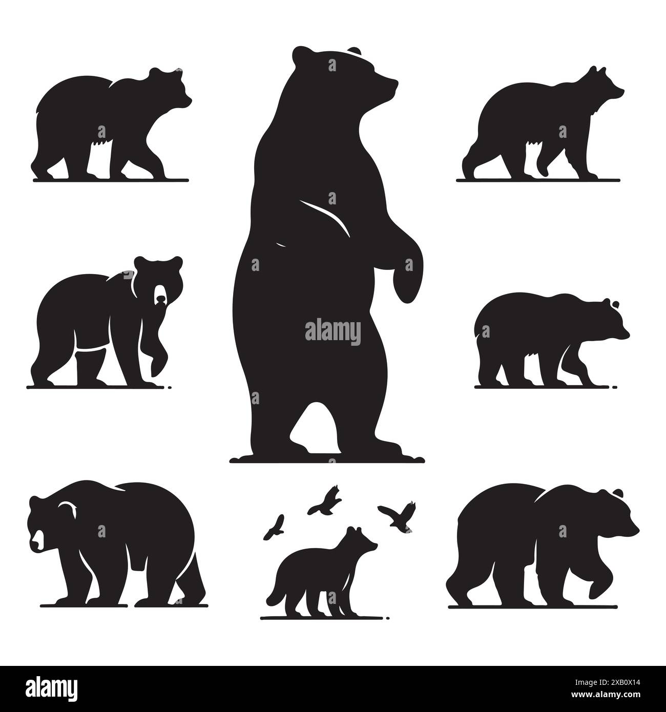 Silhouette Set aus Bär. Vektor-isolierte Abbildung Stock Vektor