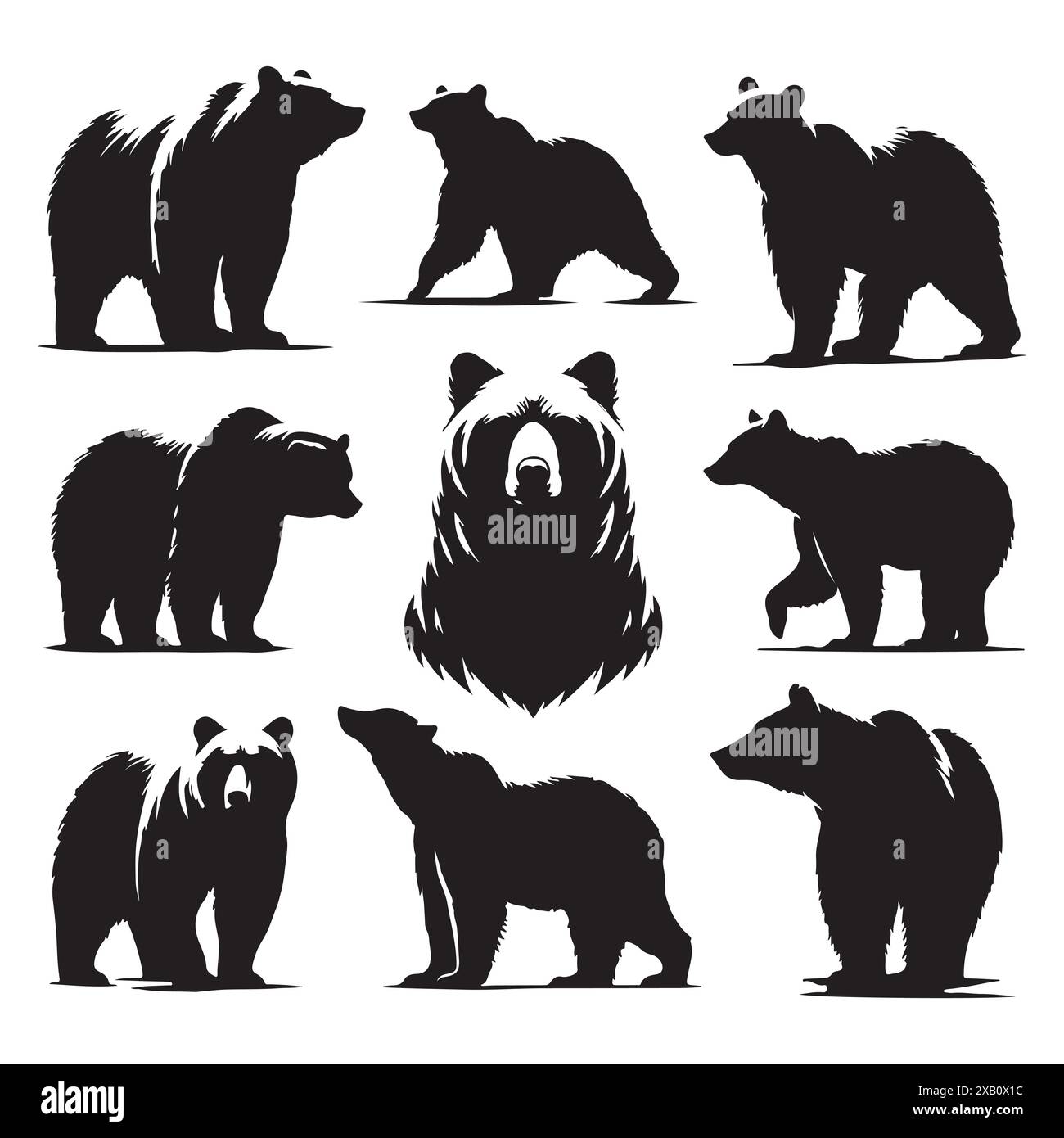 Silhouette Set aus Bär. Vektor-isolierte Abbildung Stock Vektor