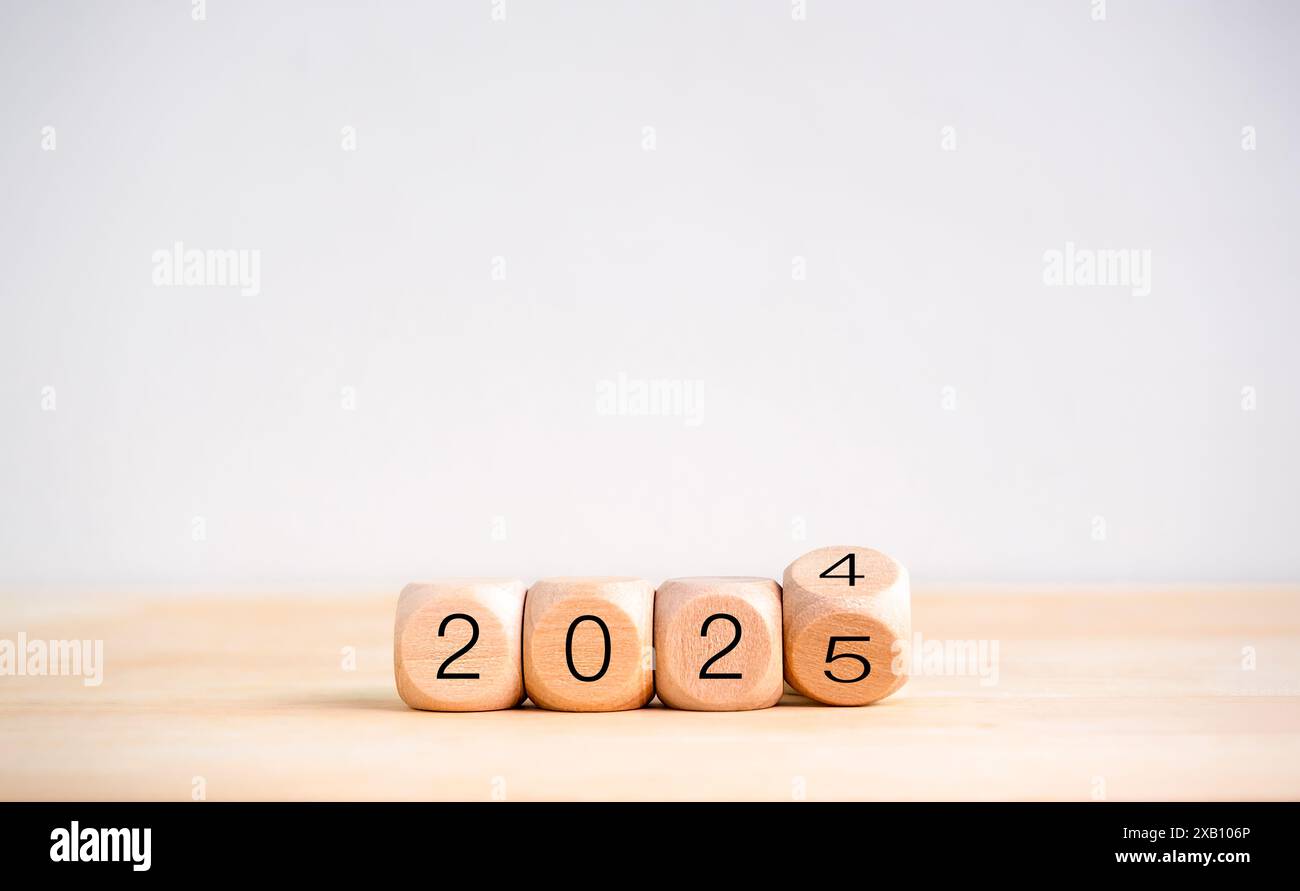 2025 ein frohes neues Jahr mit dem Wechsel zum Konzept der neuen Ära. Umkehren der 2024 bis