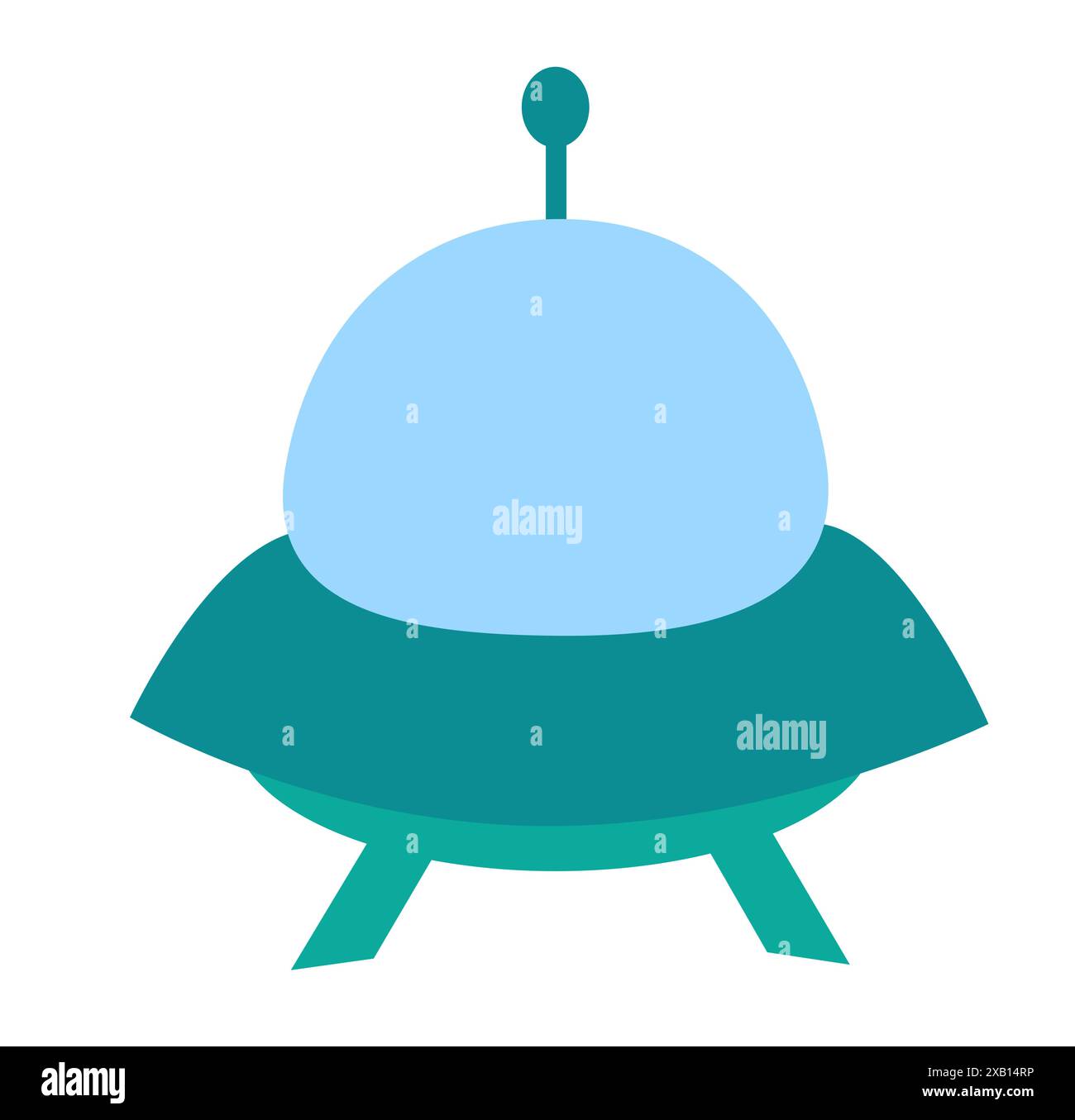 Alien-Raumschiff, Raumschiffe und UFO. Kosmisches Schiff in Form einer Untertasse für den Transport. Kinder Clip Art. Vektor-Zeichentrick flache Illustration für Raum Stock Vektor