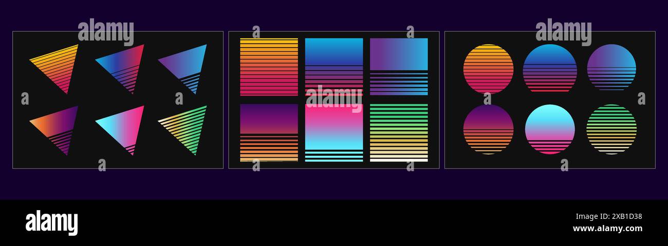 Synthwave Toolkit-Kollektion der 1980er Jahre: Über 80 Retro-Elemente für die Erstellung nostalgischer Synthesik-Grafiken Stock Vektor