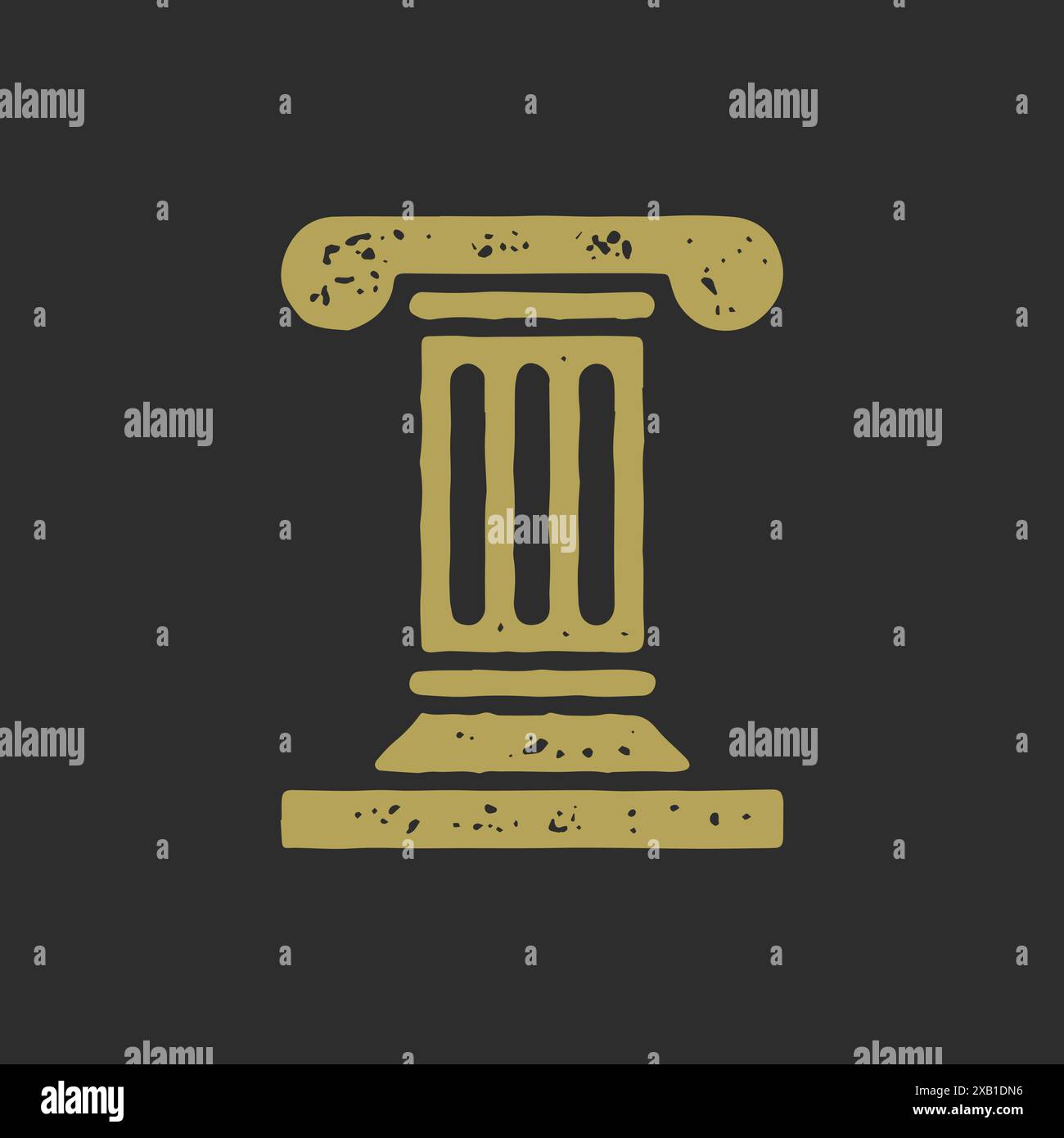 Antike ornamentale Säule Griechenland Kultur dekoratives Design Grunge Textur Vektor Illustration. Antike Säule historische mittelalterliche Zivilisation Archite Stock Vektor