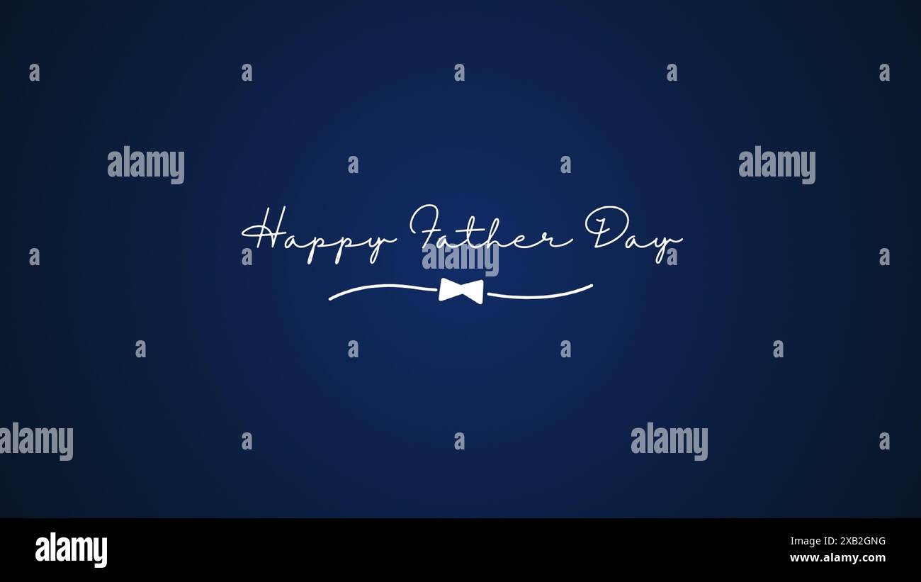 Happy Vatertag Grußkarte Design mit Schleife und Kalligraphie auf blauem Hintergrund. Vektorfeier Illustration für den besten Vater. Vatertag Stock Vektor
