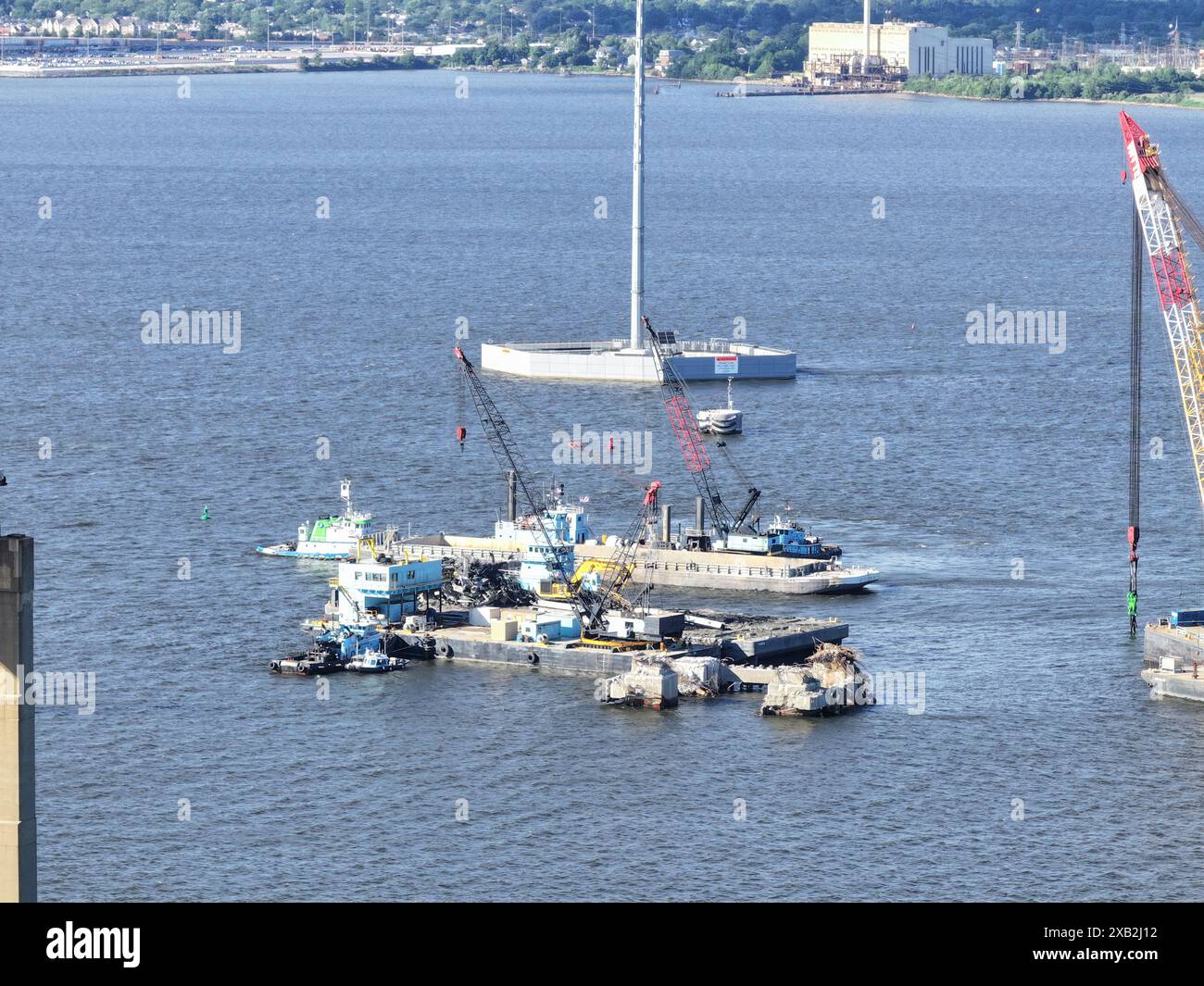 Baltimore, MD, USA. Juni 2024. Final 50 Fuß Deep Channel Harbor Clears letzter Teil des Eingangs zum Hafen von Baltimore nach dem Absturz der Key Bridge in Baltimore, Maryland am 9. Juni 2024. Quelle: Moi34/Media Punch/Alamy Live News Stockfoto