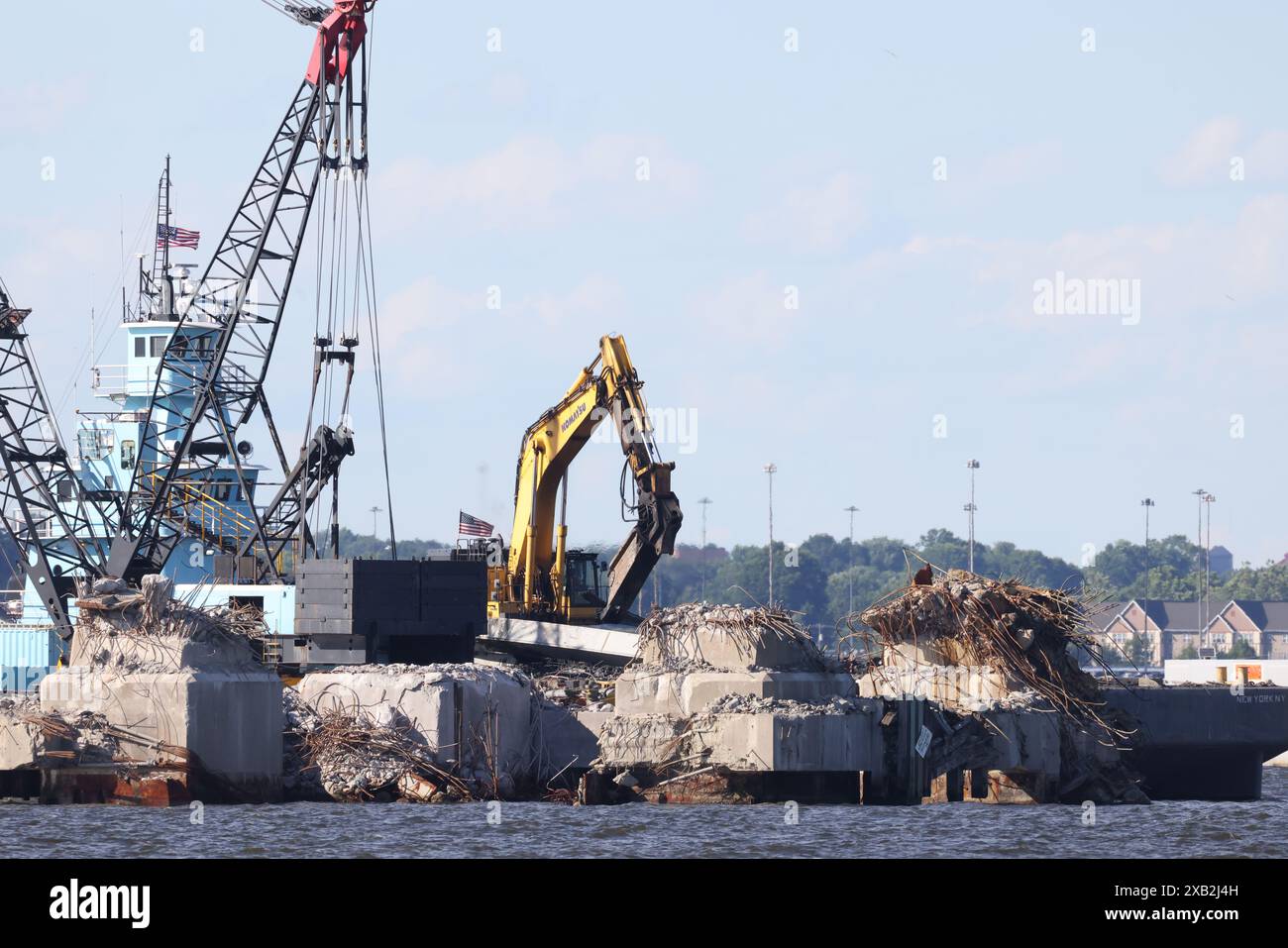 Baltimore, MD, USA. Juni 2024. Final 50 Fuß Deep Channel Harbor Clears letzter Teil des Eingangs zum Hafen von Baltimore nach dem Absturz der Key Bridge in Baltimore, Maryland am 9. Juni 2024. Quelle: Moi34/Media Punch/Alamy Live News Stockfoto