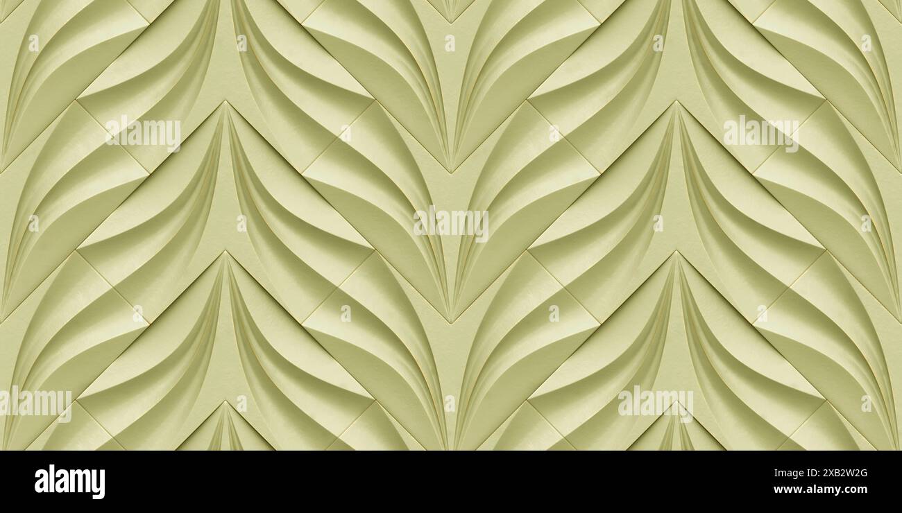 Diese nahtlose 3D-Illustration zeigt ein raffiniertes herzförmiges Blumenmuster in einem weichen beigefarbenen Farbton, perfekt für verschiedene Designanwendungen Stockfoto