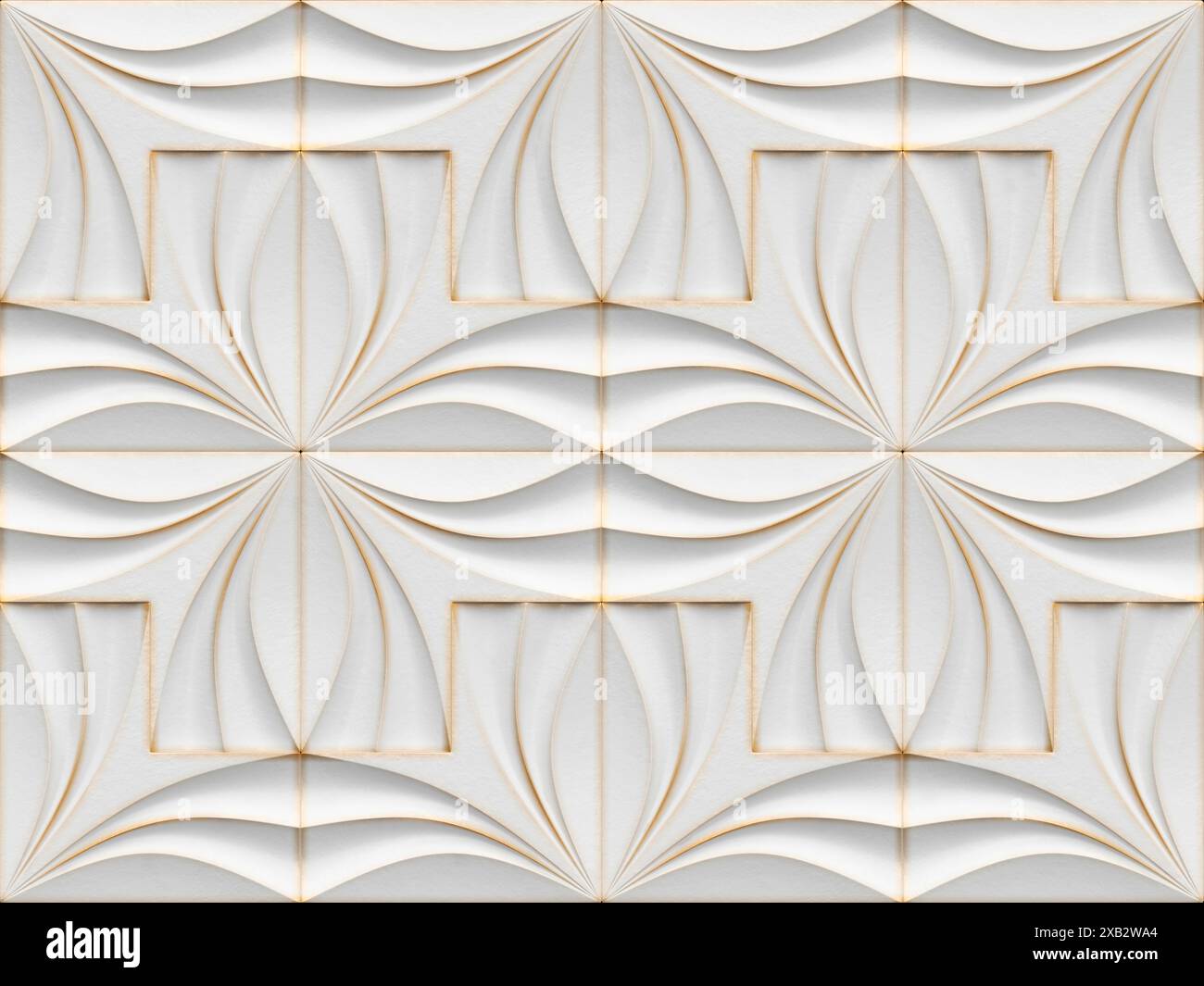 Diese 3D-Tapete bietet ein raffiniertes geometrisches Herzblütendesign in einer neutralen Palette, ideal, um einem einen Hauch von Eleganz und Komplexität zu verleihen Stockfoto