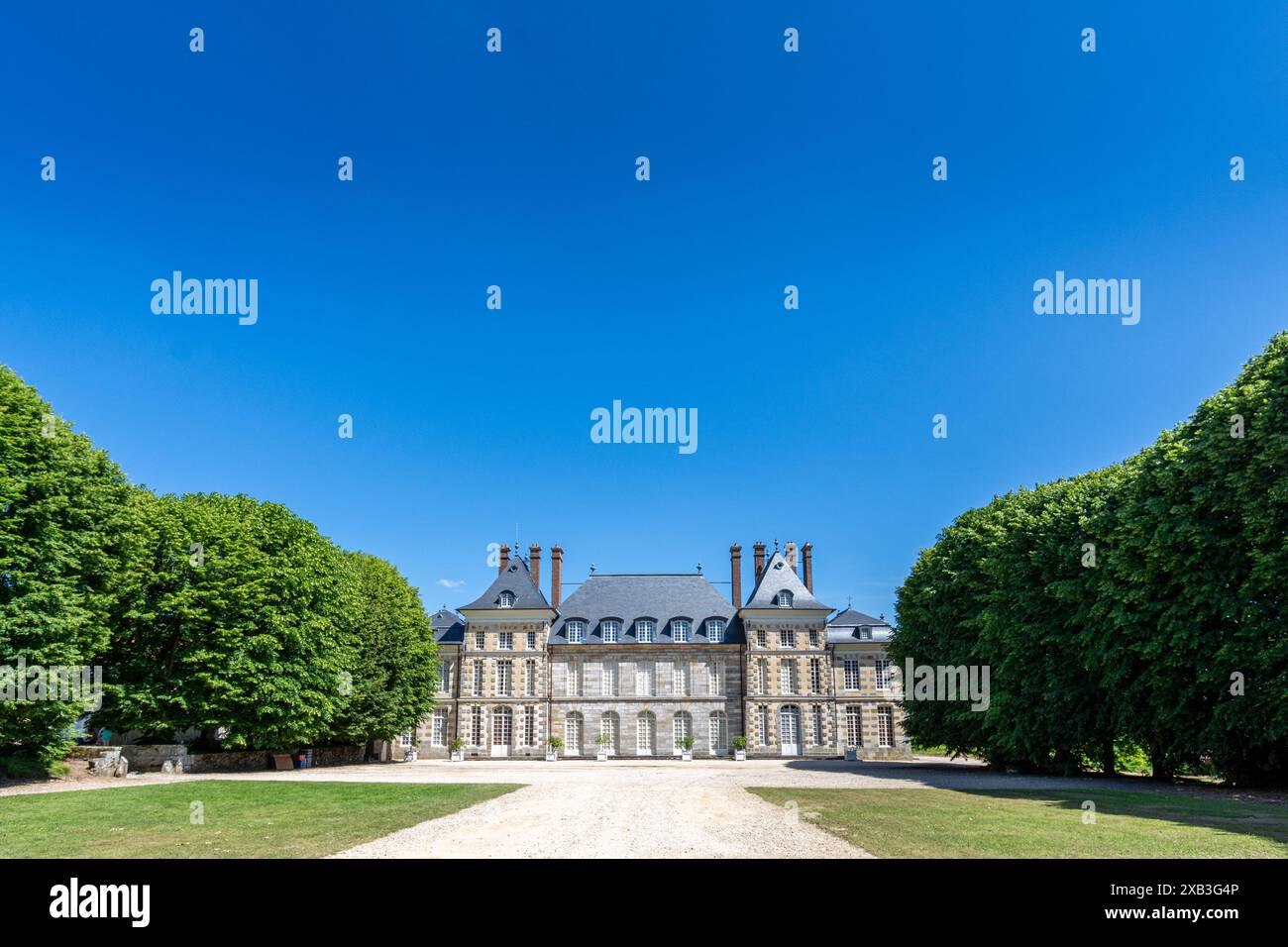 Außenansicht der Burg Saint-Jean de Beauregard, erbaut im 17. Jahrhundert und im Département Essonne in der Region Ile-de-France Stockfoto