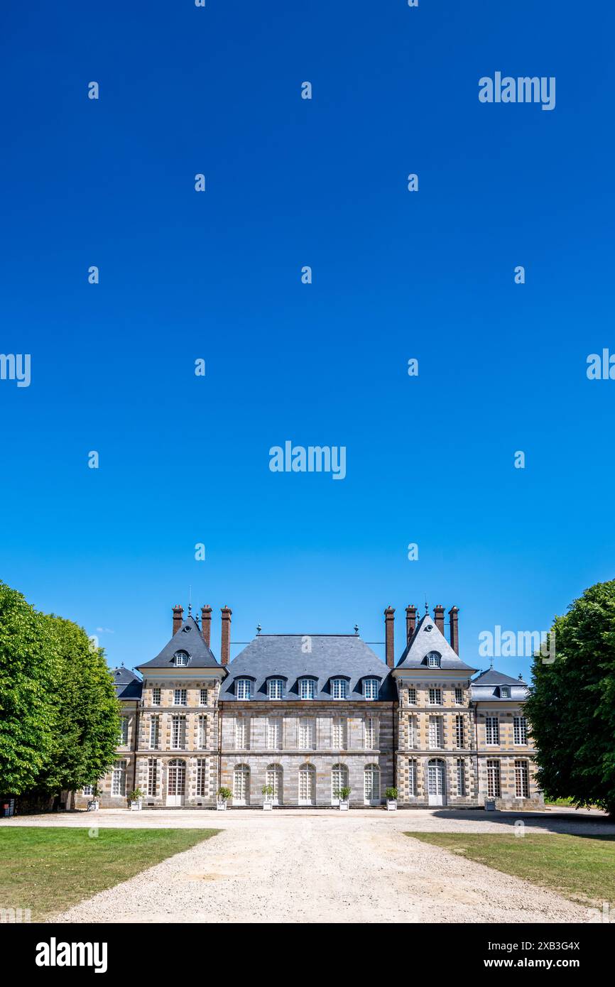 Außenansicht der Burg Saint-Jean de Beauregard, erbaut im 17. Jahrhundert und im Département Essonne in der Region Ile-de-France Stockfoto