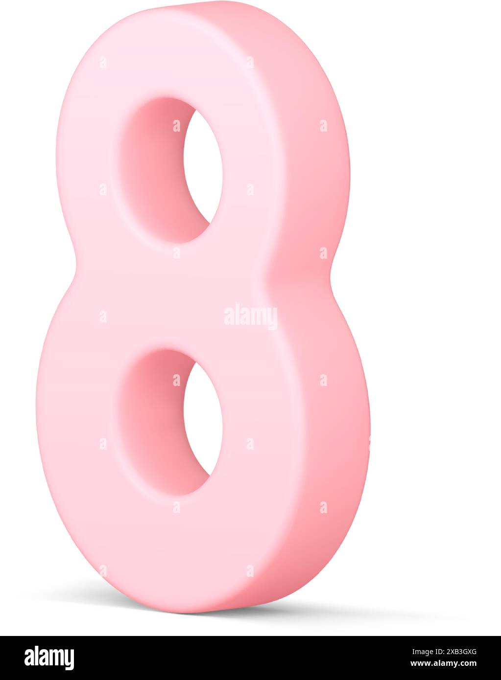 Acht märz rosa Zahl isometrisches Abzeichen nettes festliches Feiertag 3D Icon realistische Vektor-Illustration. Herzlichen Glückwunsch zum Internationalen Frauentag Stock Vektor