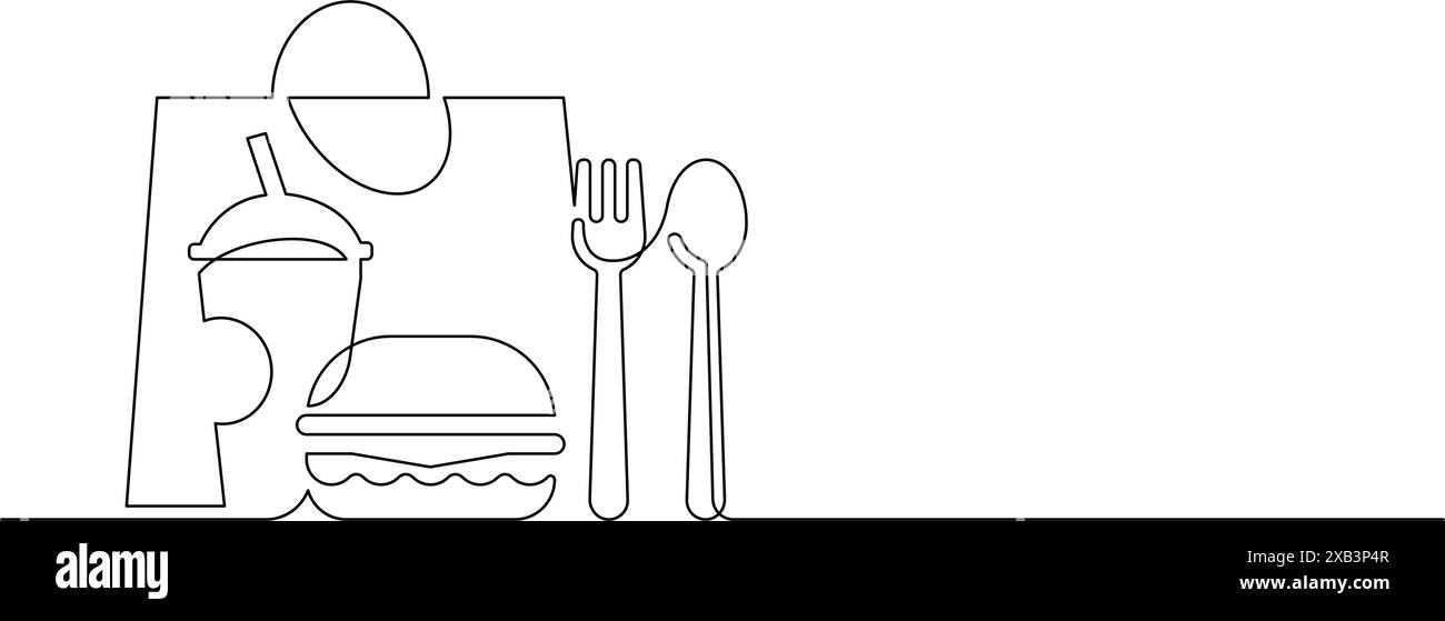 Symbol für das Shopping-Symbol für Speisen und Getränke, eine Linie, die minimalistisch ist Stock Vektor