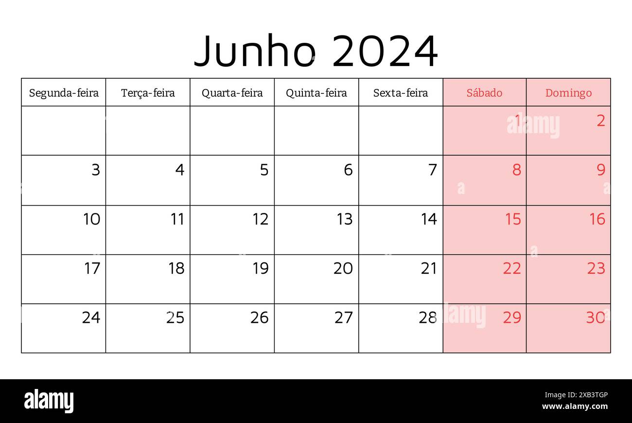 portugiesischer Kalender für Februar 2024. Vektorabbildung. Monatliche Planung für Geschäfte in Portugal Stock Vektor