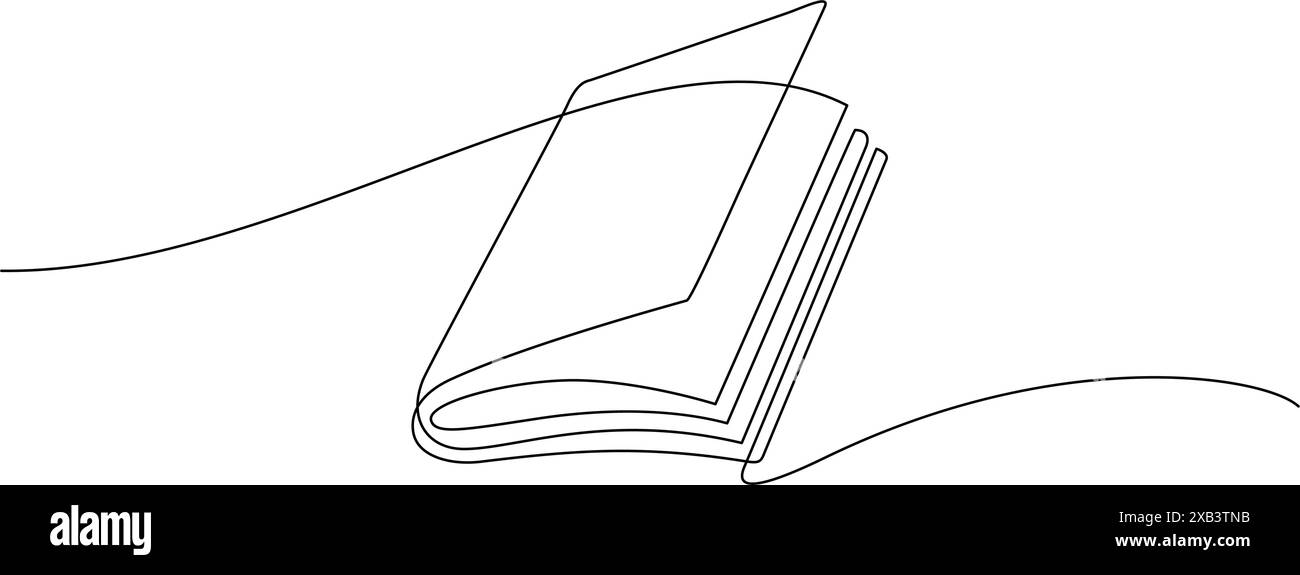 Buchöffnung kontinuierliche Linienzeichnung Minimalismus Bildungskonzept Illustration Stock Vektor