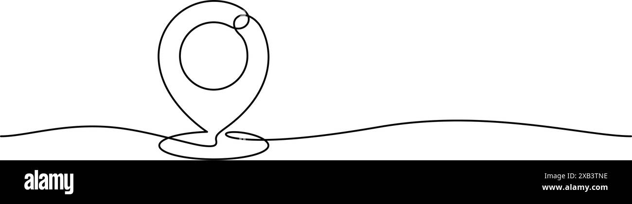 Kartenstift Symbol Abstandsmarkierung eine Linie Zeichnung Minimalismus Vektor Illustration Kopierraum Stock Vektor