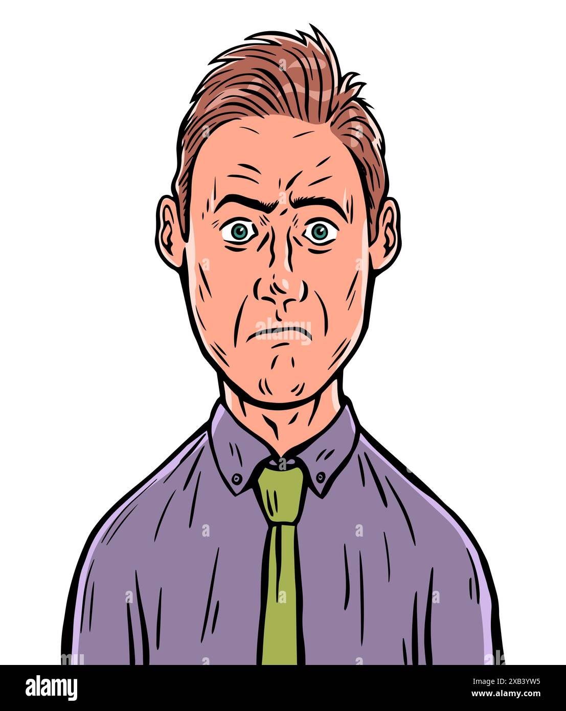 Ein Mann mit Krawatte ist schockiert Stock Vektor