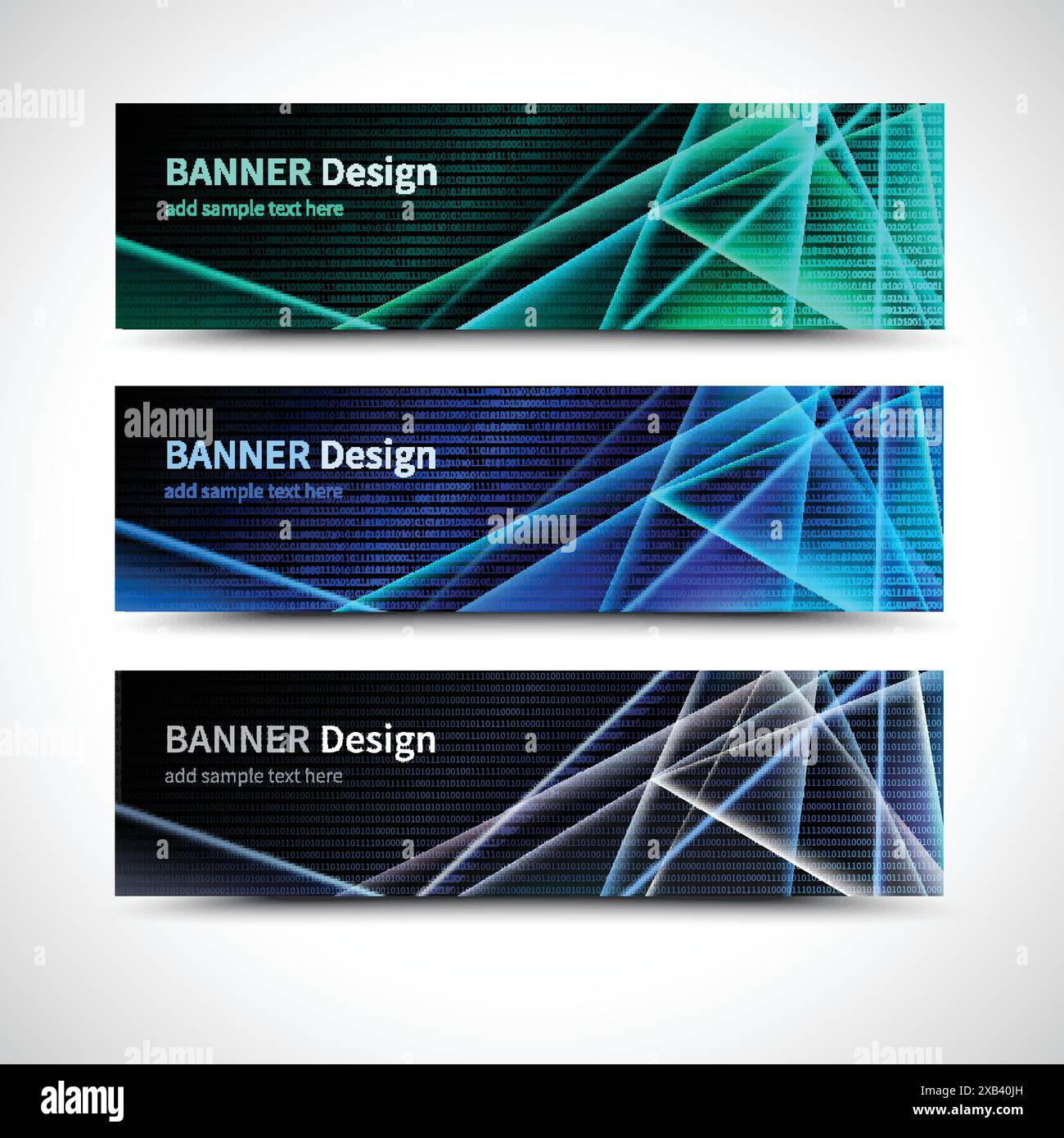 Bannerset für Binärcode Stock Vektor