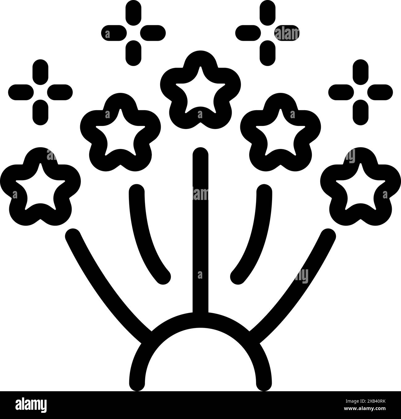 Feuerwerk explodiert am Nachthimmel mit hellen Sternen und Funkeln, die eine festliche Atmosphäre schaffen Stock Vektor