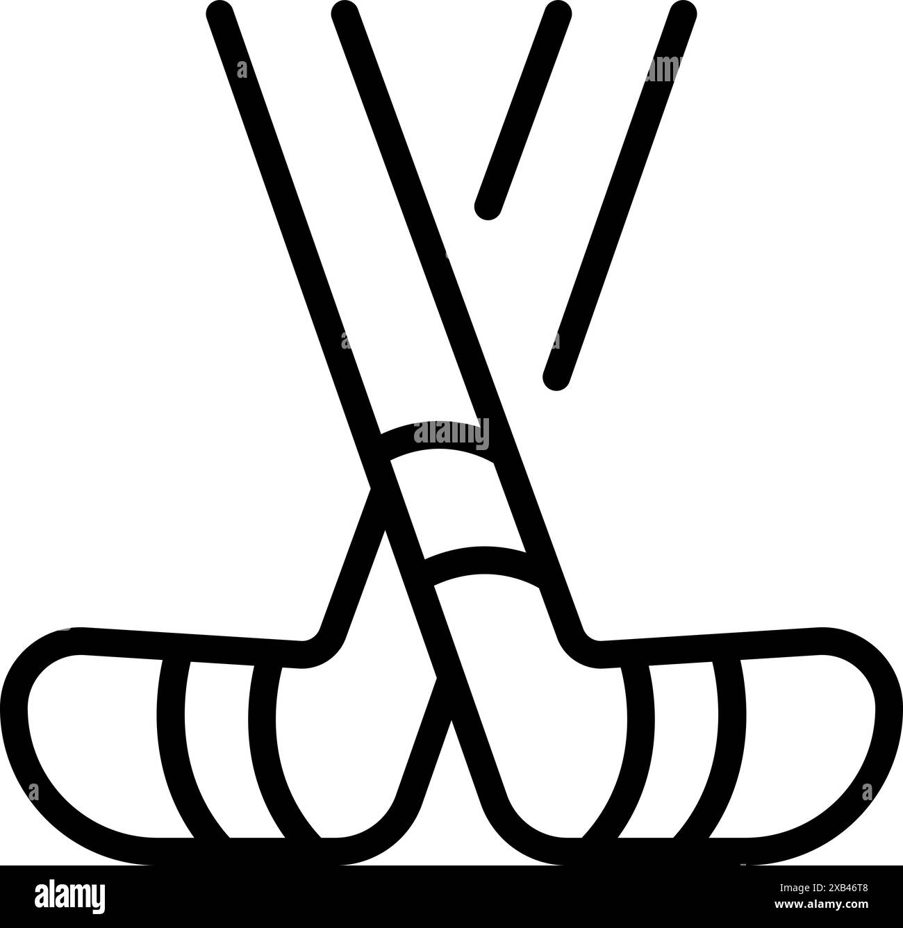 Zwei Hockeyschläger kreuzen sich mit Bewegungslinien, um die Action zu betonen Stock Vektor