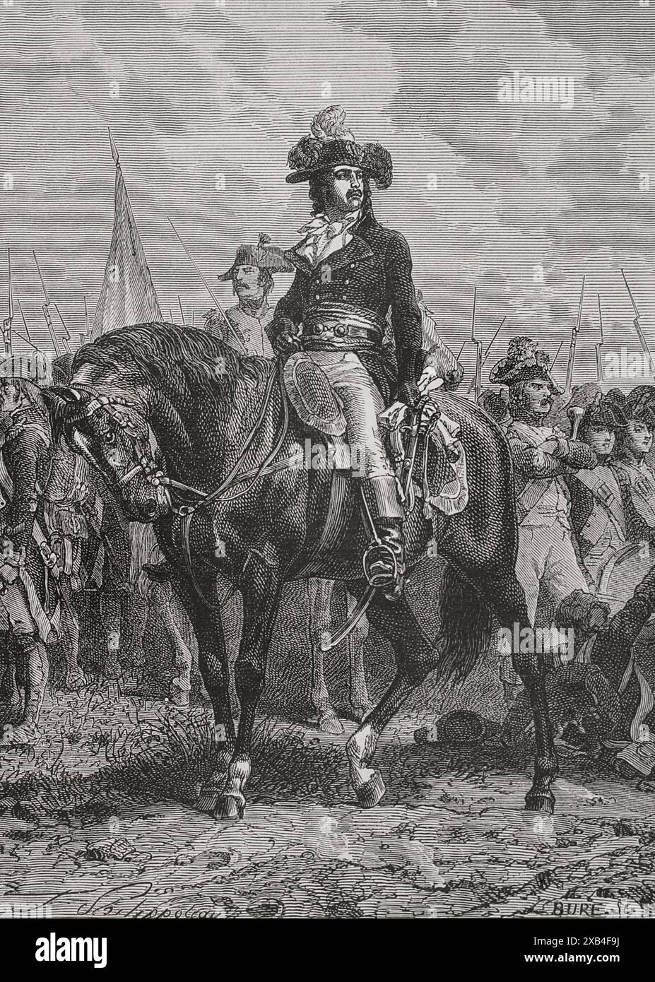 Französische Revolutionsarmee (1792-1804). Vertreter des Volkes, das in den Armeen eingesetzt wurde. Zeichnung von Philippoteaux. Gravur von Bure. "Geschichte der Französischen Revolution". Band I, 1876. Stockfoto