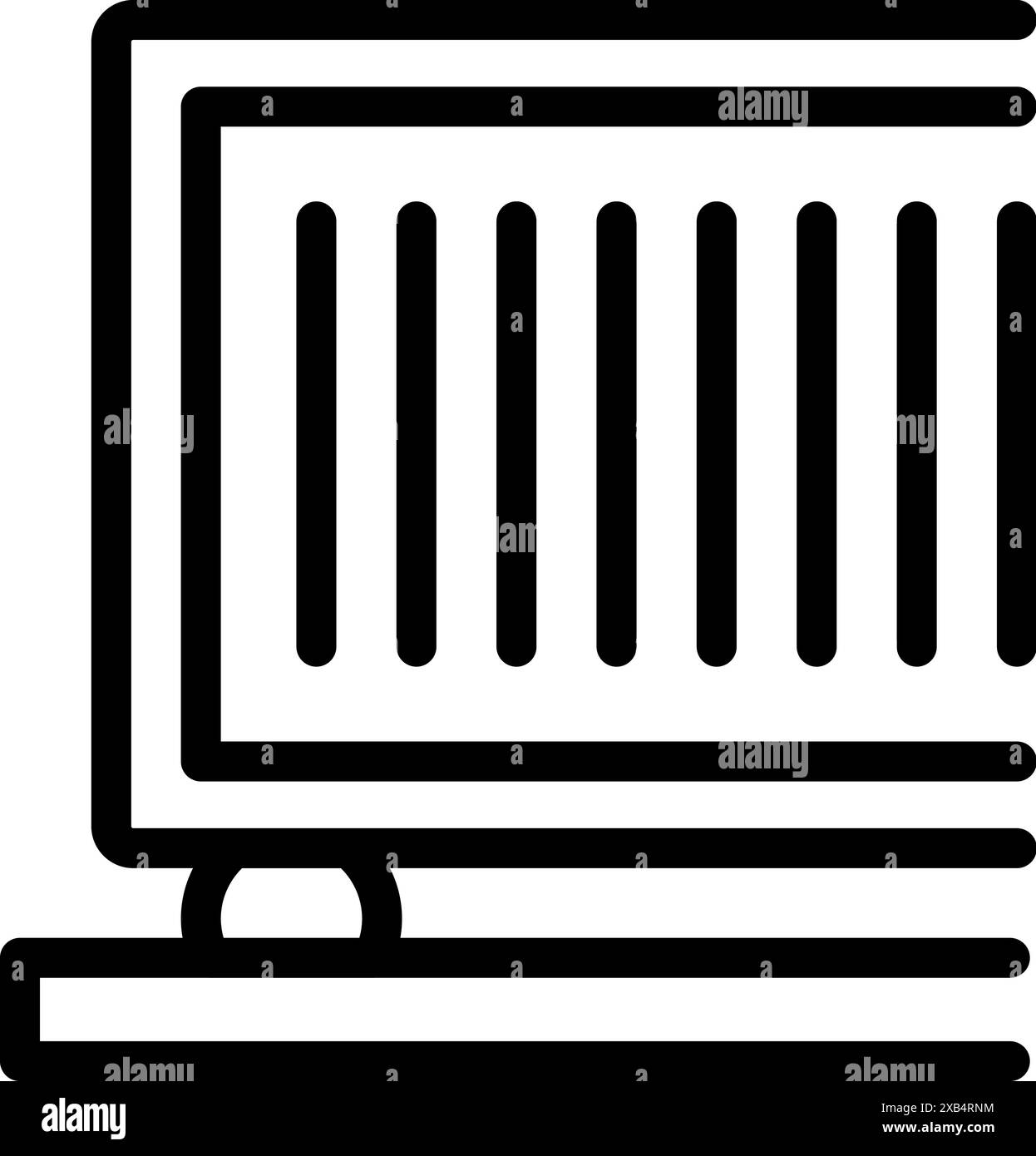 Einfaches Symbol eines Transportbehälters, der auf einer Ladeplattform sitzt und bereit für den Transport ist Stock Vektor