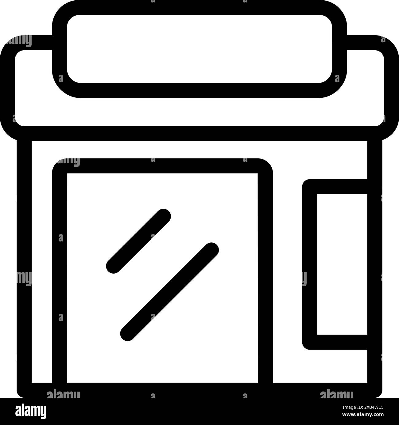Einfaches Schwarz-weiß-Symbol eines Geschäfts mit großem Anzeigefenster Stock Vektor