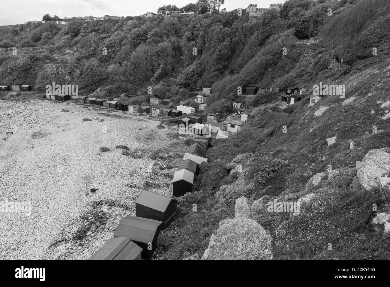 Landschaftsfoto von Church Ope Cove in Portland in Dorset Stockfoto