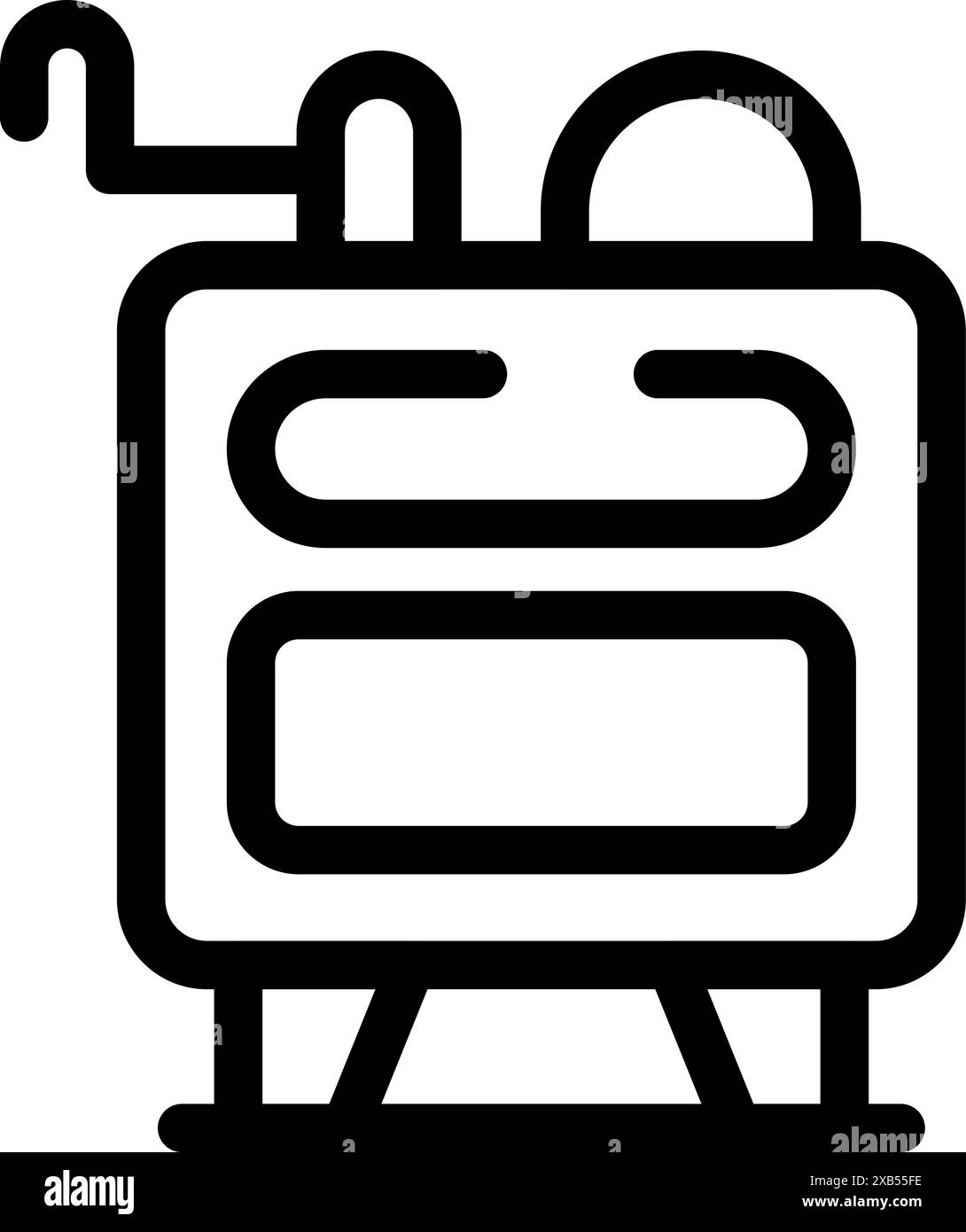 Symbol des altmodischen Holzofens mit Kaminrohr und Beinen Stock Vektor