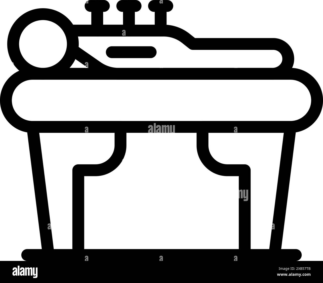 Symbol eines Patienten, der auf dem Magen auf einem medizinischen Bett liegt und Akupunkturbehandlung erhält Stock Vektor