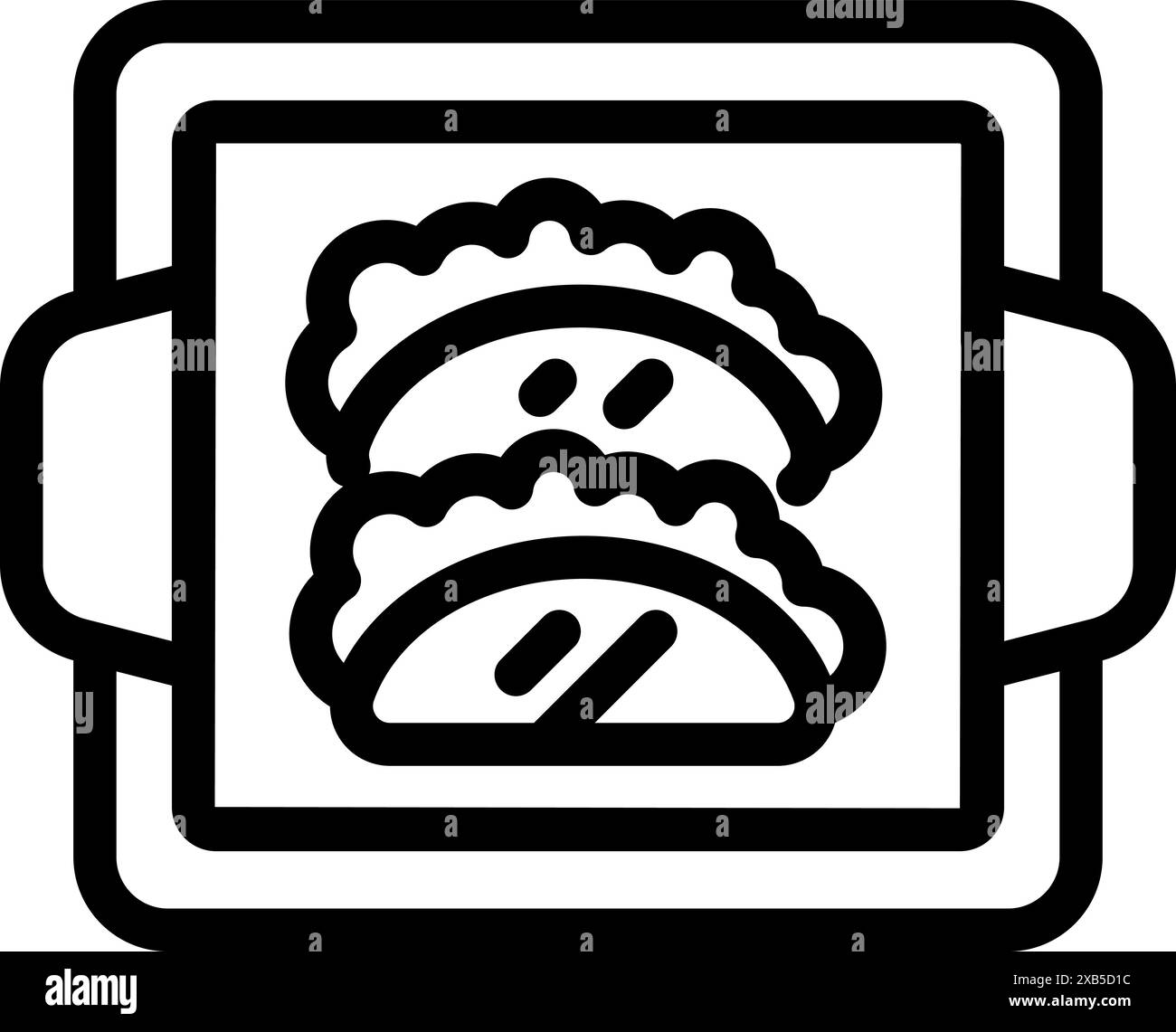 Die Strichkunst-Ikone zeigt einen Teller mit Knödeln, perfekt für Projekte im Zusammenhang mit asiatischer Küche und Gastronomie Stock Vektor