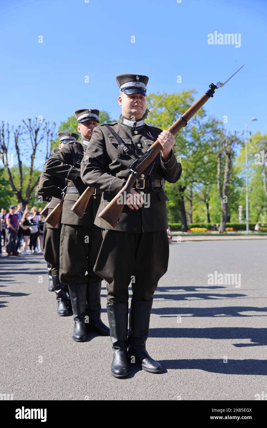 Am 4. Mai 1990 verkündete Lettland seine Unabhängigkeit von der UdSSR nach Jahrzehnten der sowjetischen Besatzung, und dieses Datum wird immer in Riga gefeiert. Stockfoto
