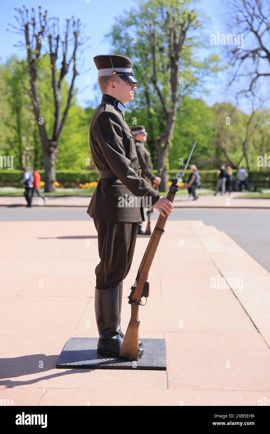 Am 4. Mai 1990 verkündete Lettland seine Unabhängigkeit von der UdSSR nach Jahrzehnten der sowjetischen Besatzung, und dieses Datum wird immer in Riga gefeiert. Stockfoto